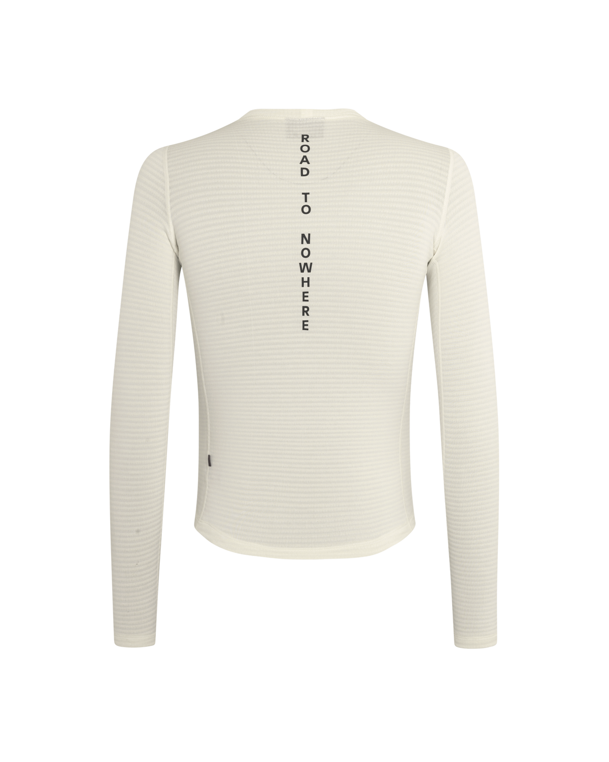 Off White Thermal Windproof base layer, rear view with vertical text print #Color_Off White