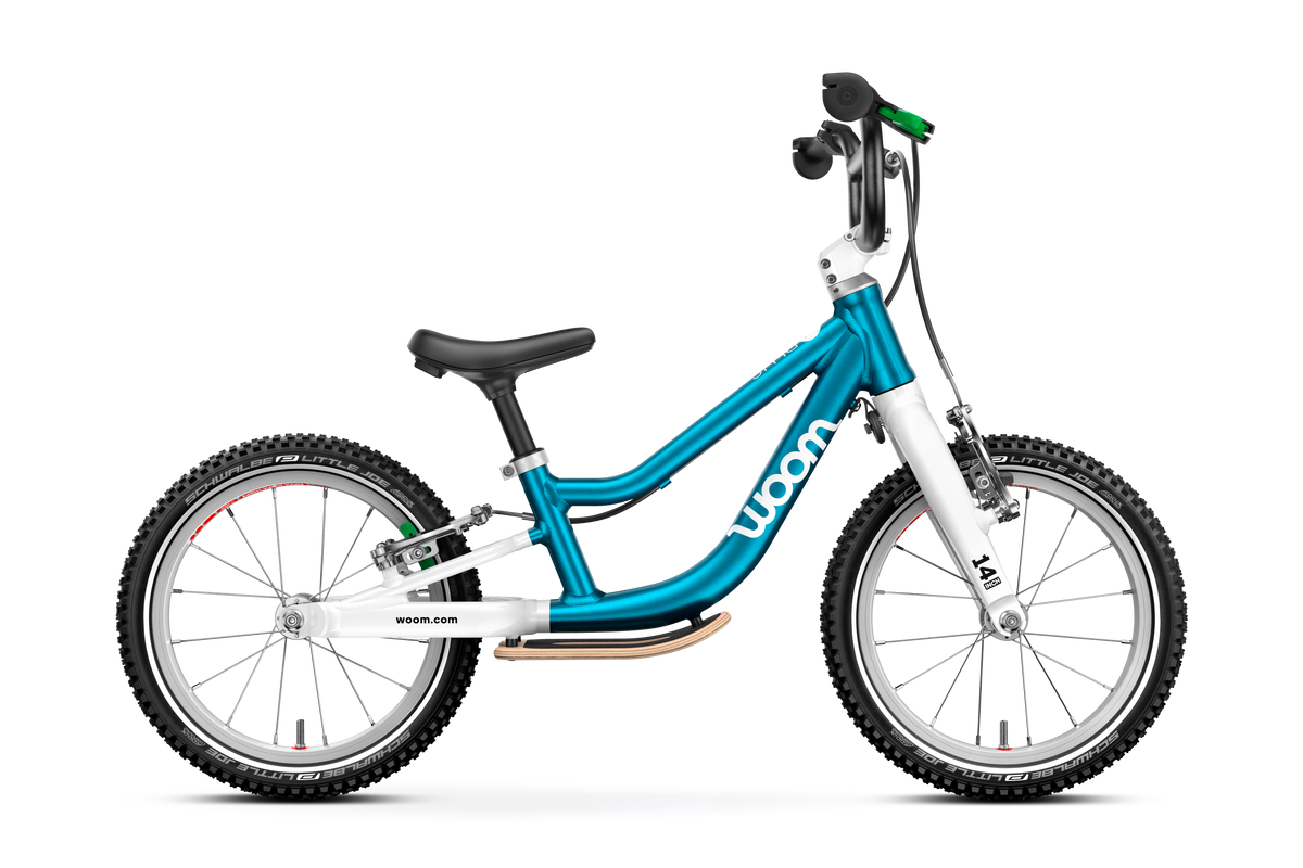 Bicicleta sin pedales WOOM GO 1 PLUS en Azul, lateral #Color_Azul