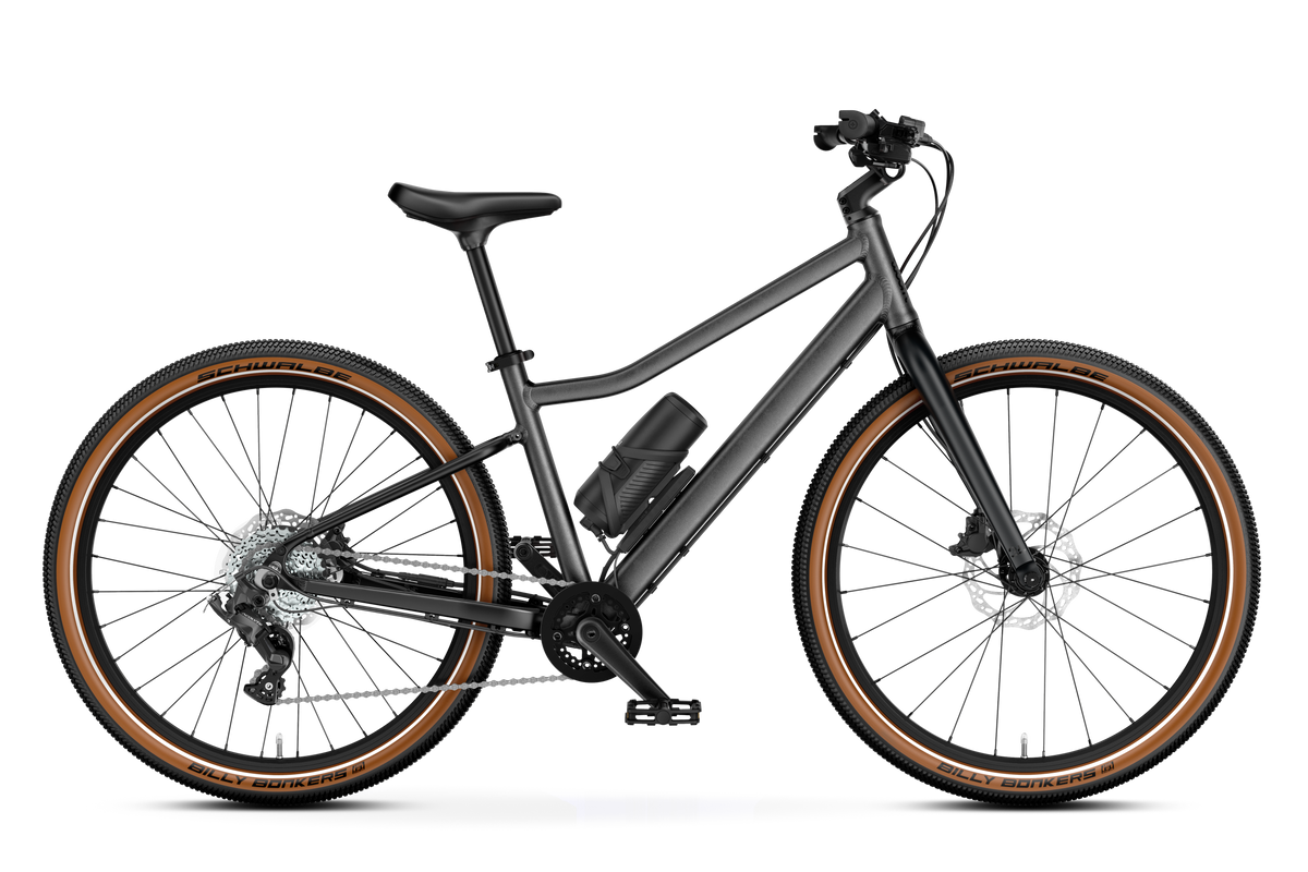 Bicicleta Eléctrica Infantil woom EXPLORE e 5 en Gris grafito, perspectiva #Color_Gris grafito