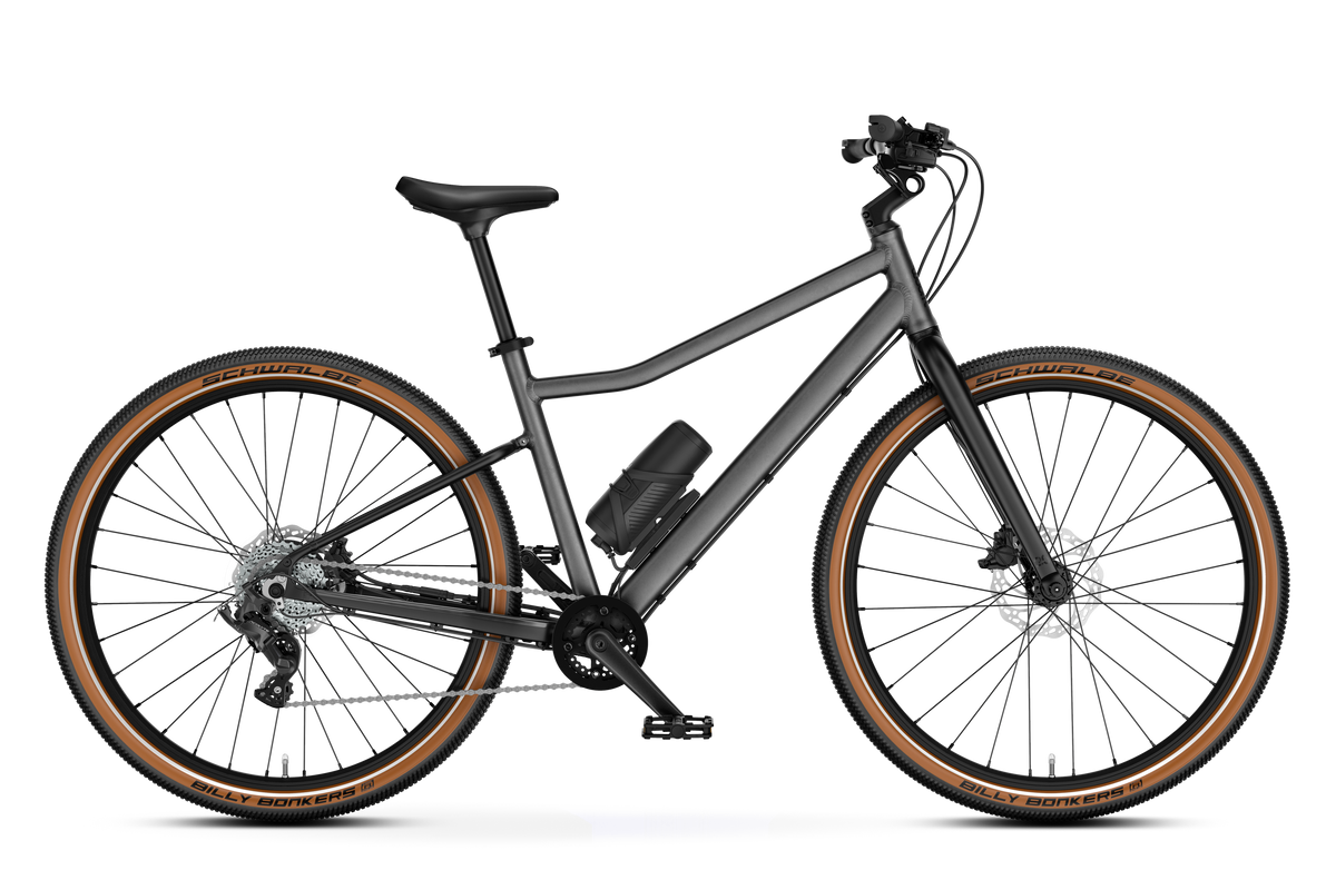 Bicicleta Eléctrica Infantil woom EXPLORE e 6 en Gris grafito, perspectiva #Color_Gris grafito