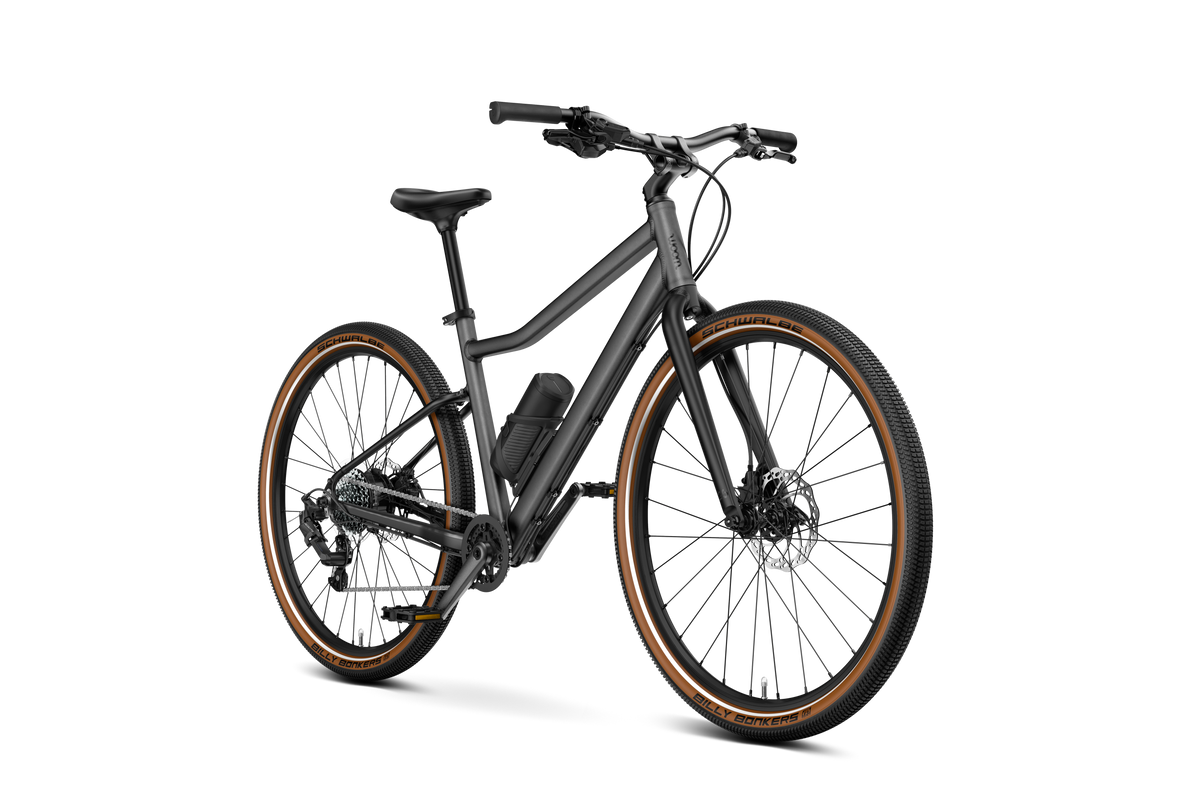 Bicicleta Eléctrica Infantil woom EXPLORE e 6 en Gris grafito, lateral #Color_Gris grafito