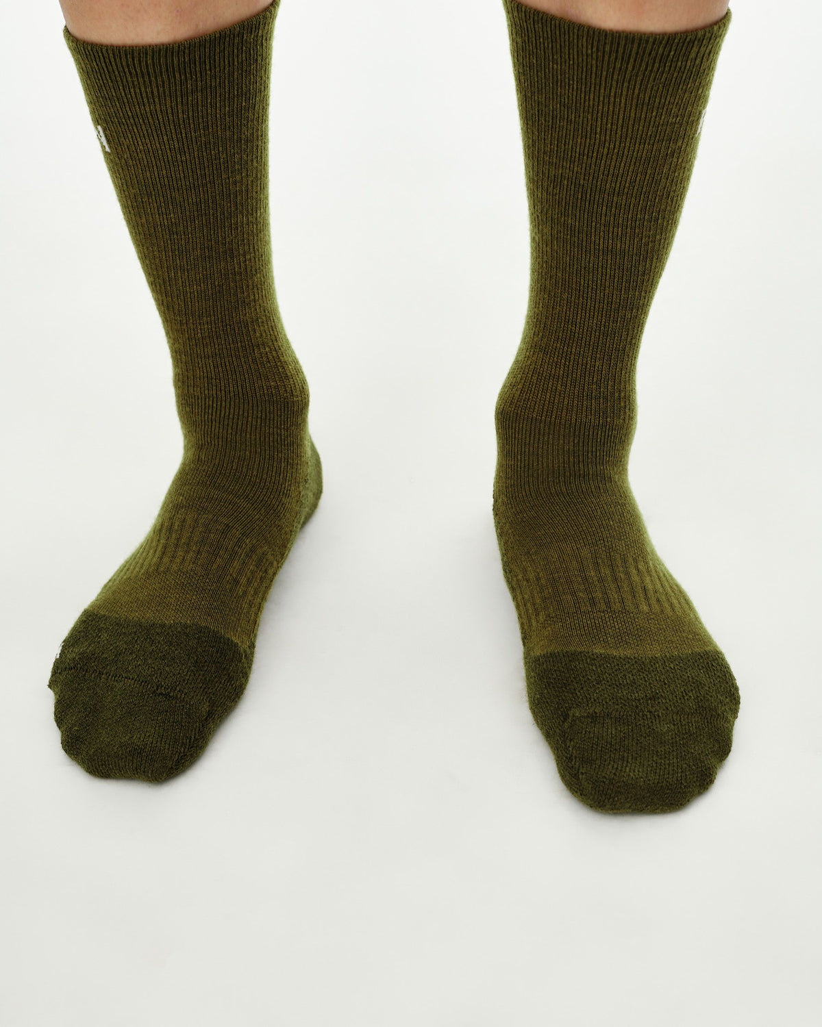 Deep Winter Wool Socks Khaki Green detalle de puntera #Color_Khaki Green