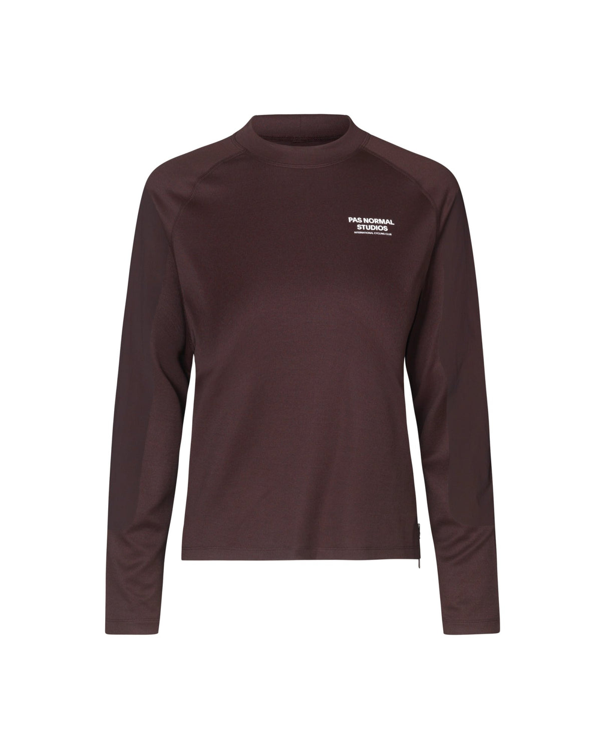 Camiseta técnica larga de mujer Pas Normal Studios Escapism en Dark Red, vista frontal #Color_Dark Red
