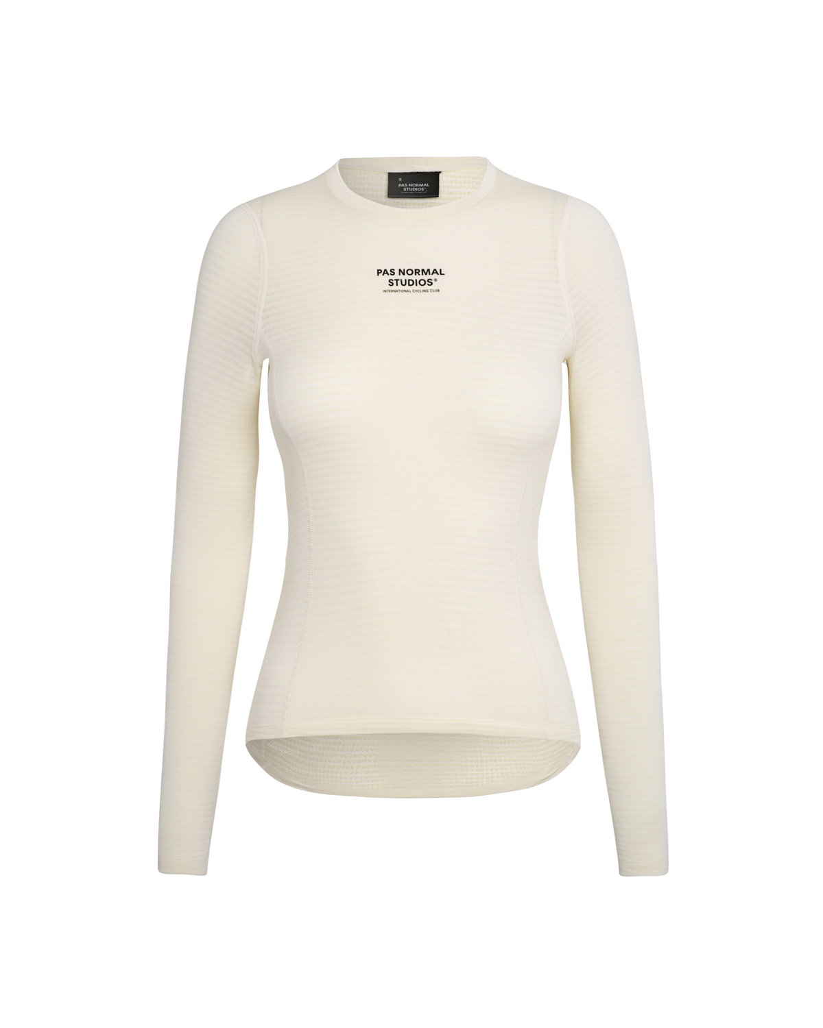 Off White thermal long sleeve base layer, front view with black chest print #Color_Off White