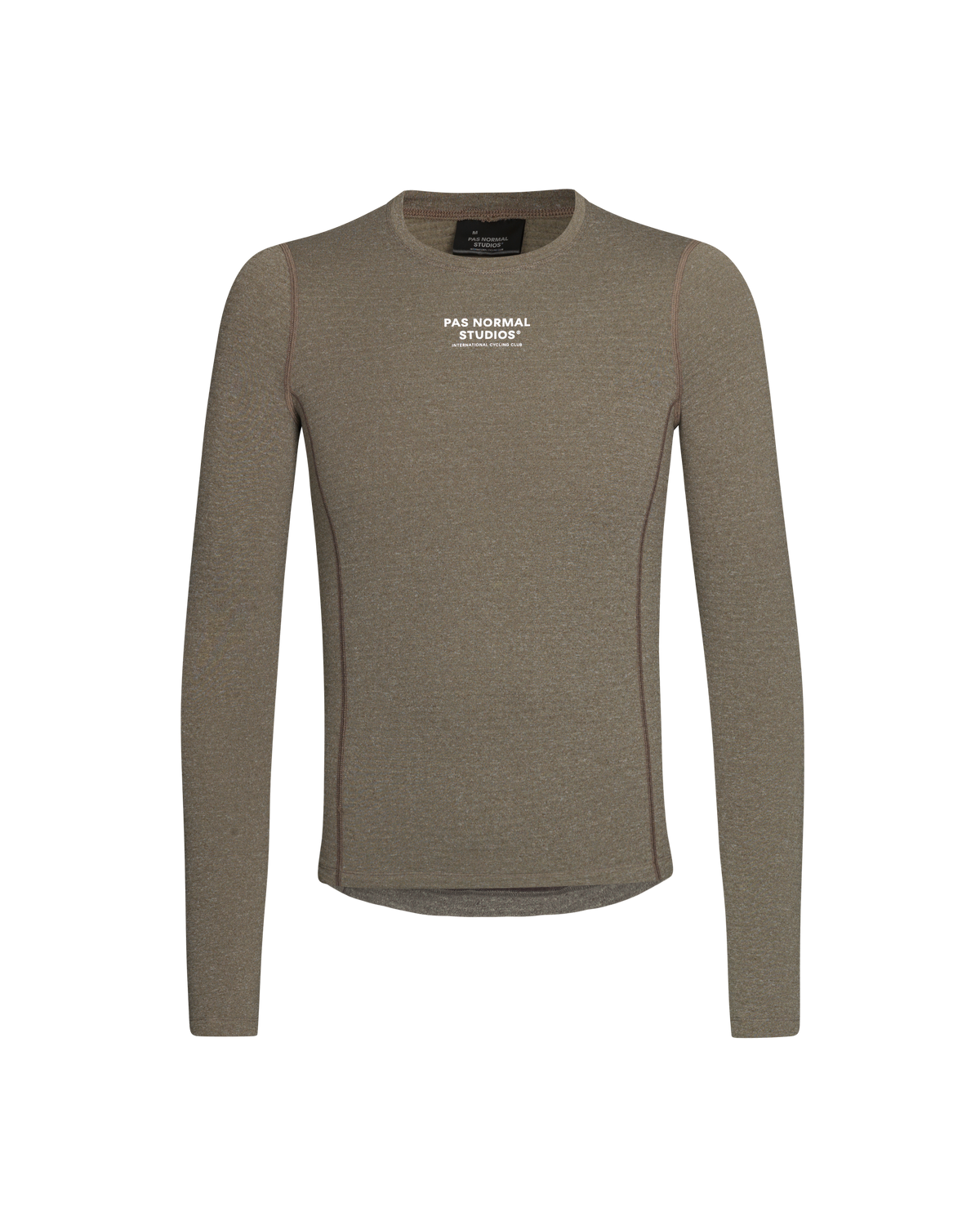 Dark Stone thermal long sleeve base layer, front flat lay with white chest print #Color_Dark Stone