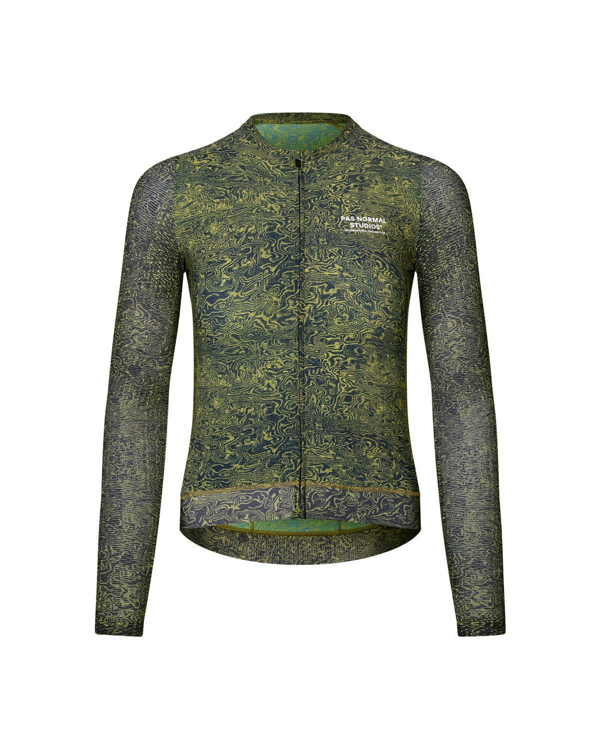 Maillot largo de mujer Pas Normal Studios Essential Light en AOP Grain Dark Lime, vista frontal #Color_AOP Grain Dark Lime
