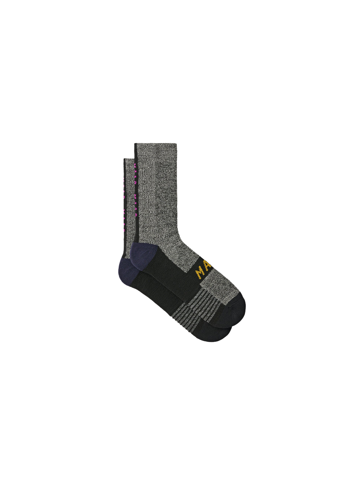 Calcetines MAAP Alt Road Merino Space Dye Sock en Black, producto plano sobre fondo #Color_Black