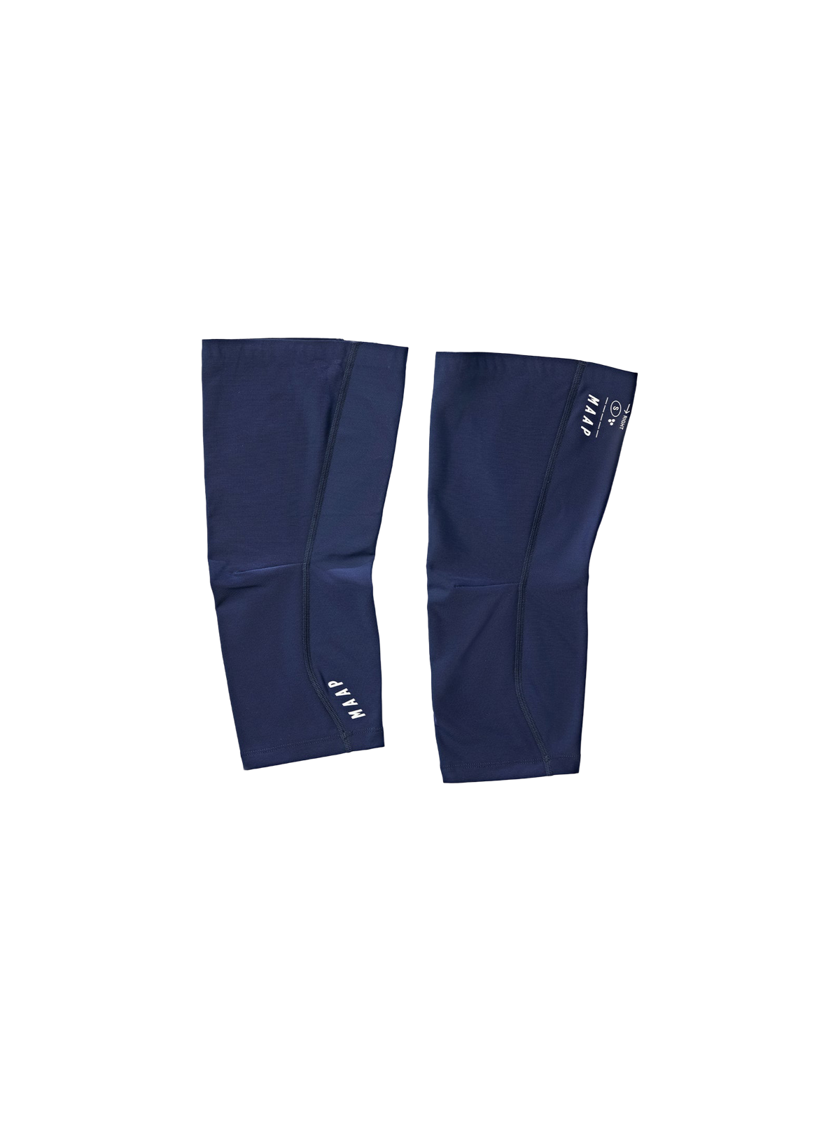 Calentadores de rodilla MAAP Base Knee Warmers en Navy, producto plano sobre fondo #Color_Navy