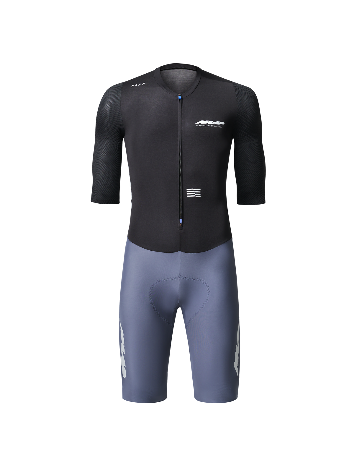Mono MAAP Eclipse Pro Race Suit en Black/Midnight, producto plano sobre fondo #Color_Black/Midnight