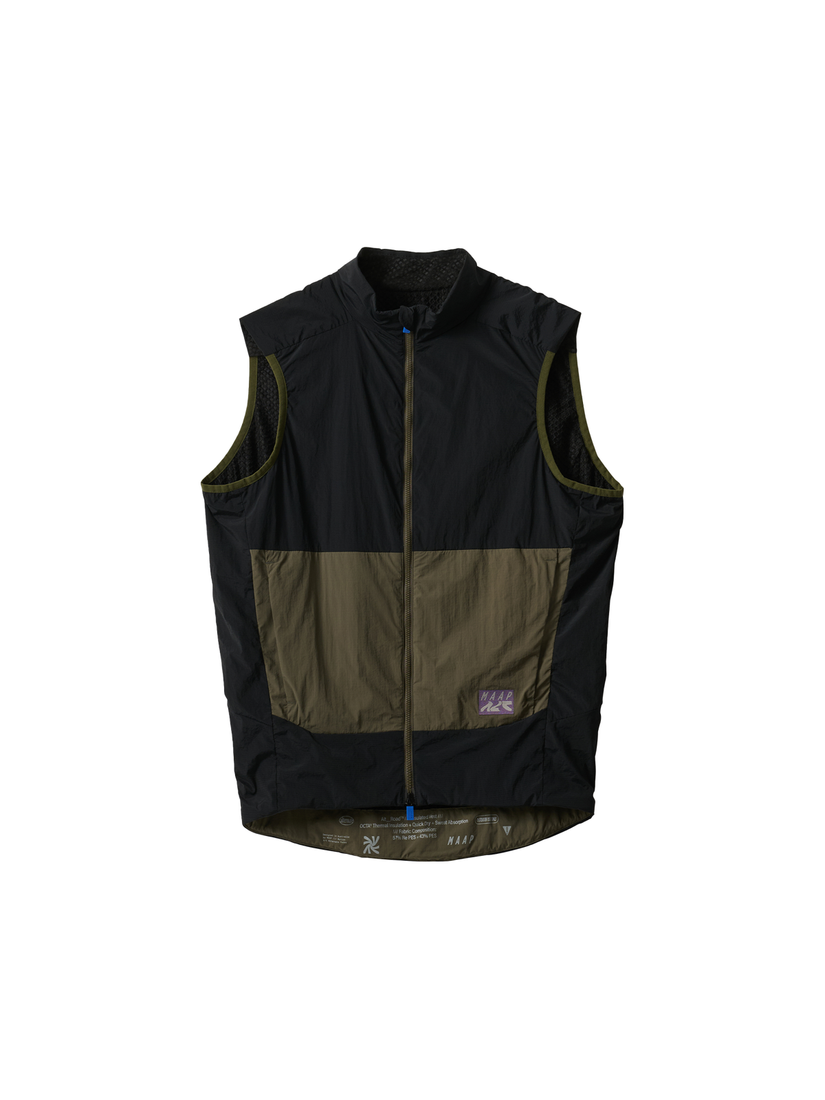 Chaleco MAAP Alt Road Insulated Vest en Black, producto plano sobre fondo #Color_Black