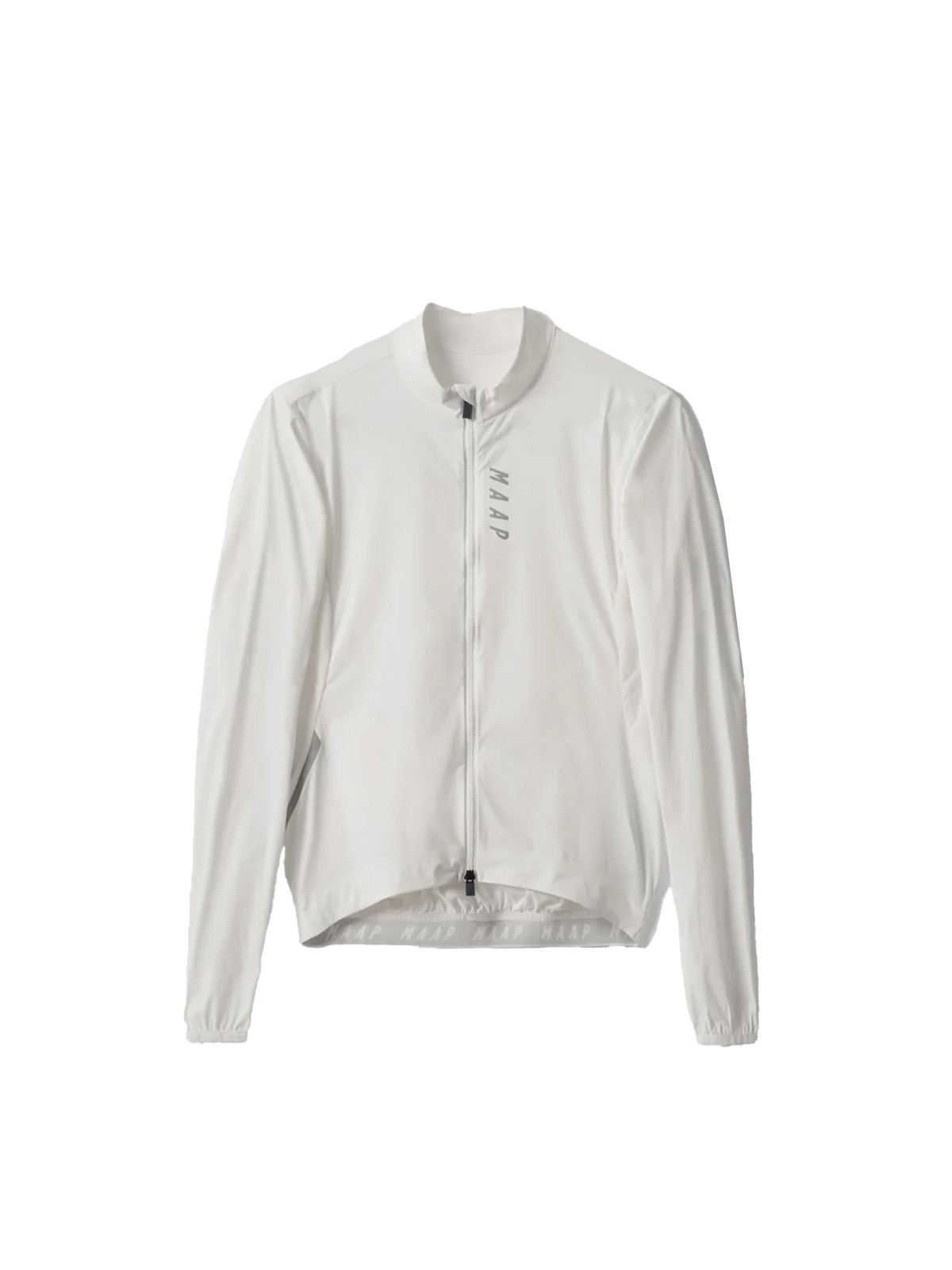 Cortavientos de mujer MAAP Team Flow Jacket en Optic White, producto plano sobre fondo #Color_Optic White