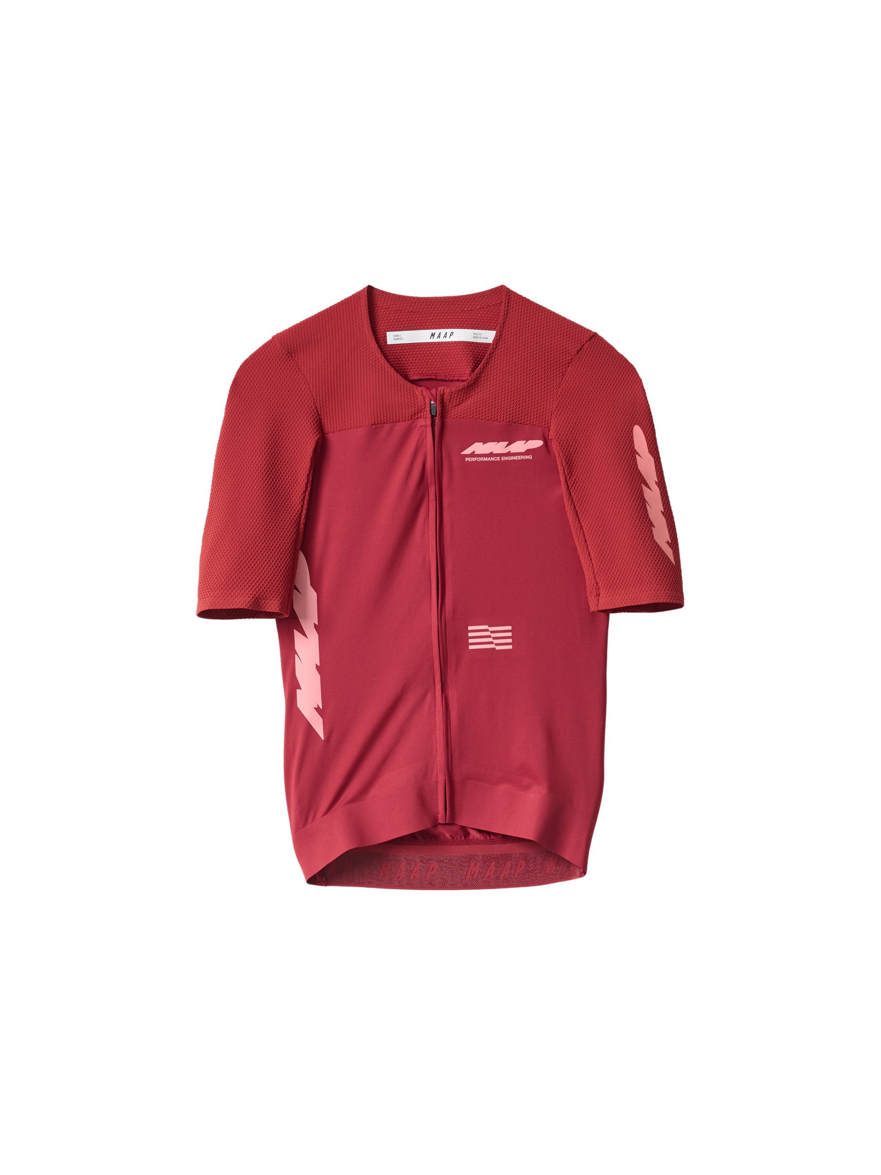 Maillot de mujer MAAP Eclipse Pro Race Jersey en Crimson, producto plano sobre fondo #Color_Crimson