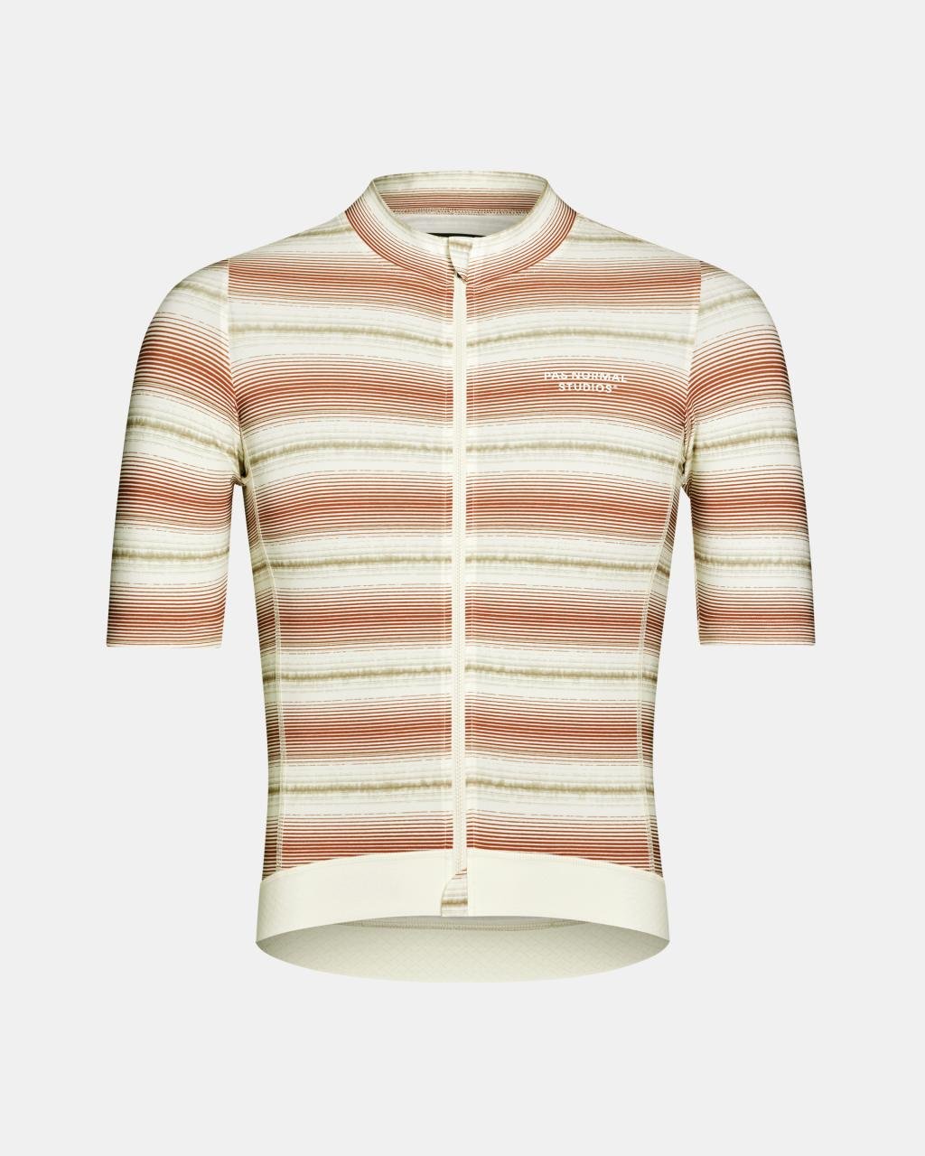 Maillot Corto Pas Normal Studios Essential en Off White Stripe, producto plano sobre fondo #Color_Off White Stripe
