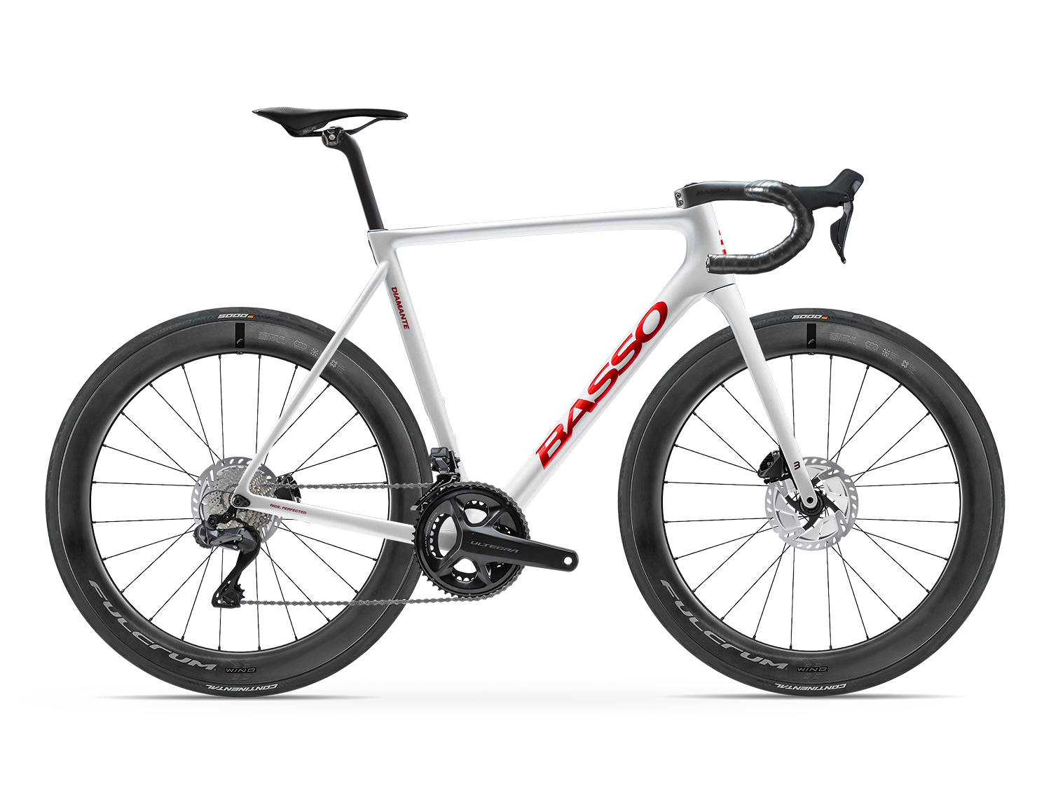 Bicicleta Basso Diamante Ultegra 8170 Di2 White Fire con ruedas Fulcrum Wind 57 — render corregido