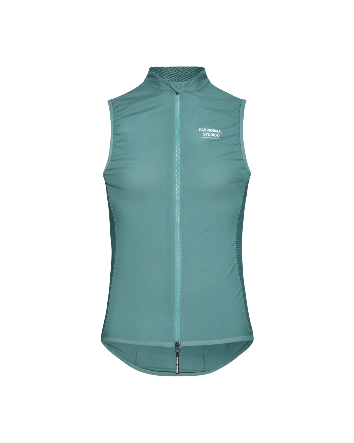 Chaleco Mujer Pas Normal Studios Mechanism Stow Away, vista frontal, color Grey Teal #Color_Grey Teal