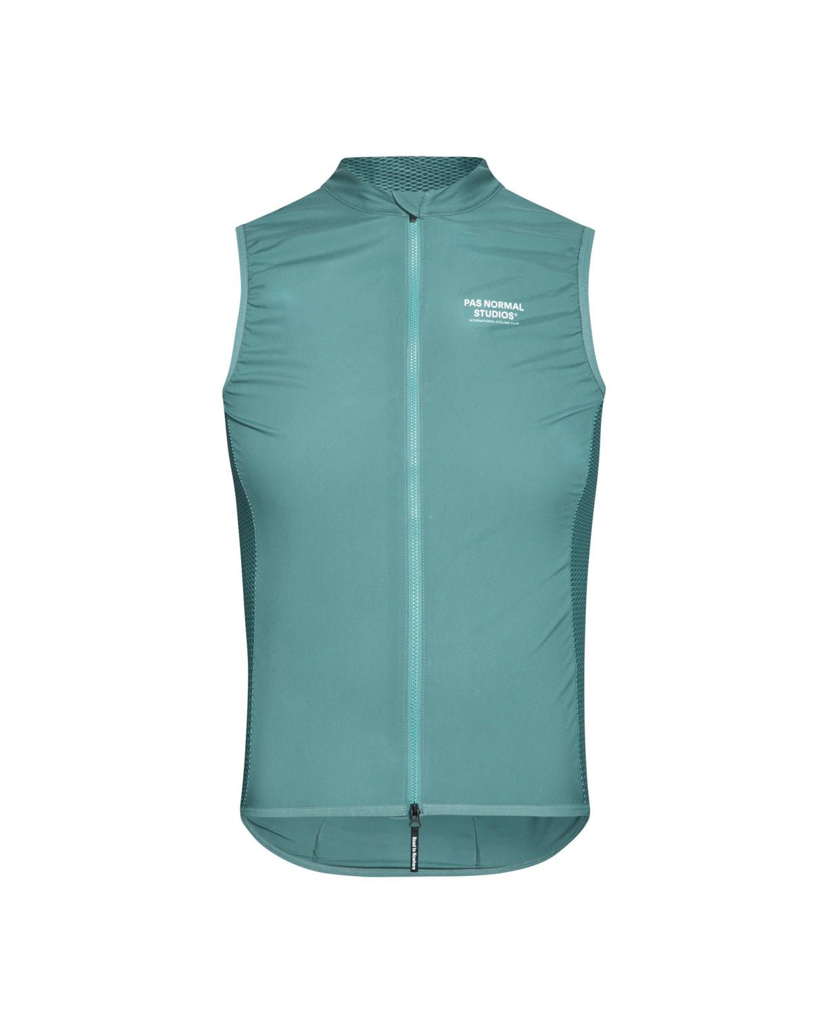 Chaleco Pas Normal Studios Mechanism Stow Away en Grey Teal, vista frontal #Color_Grey Teal