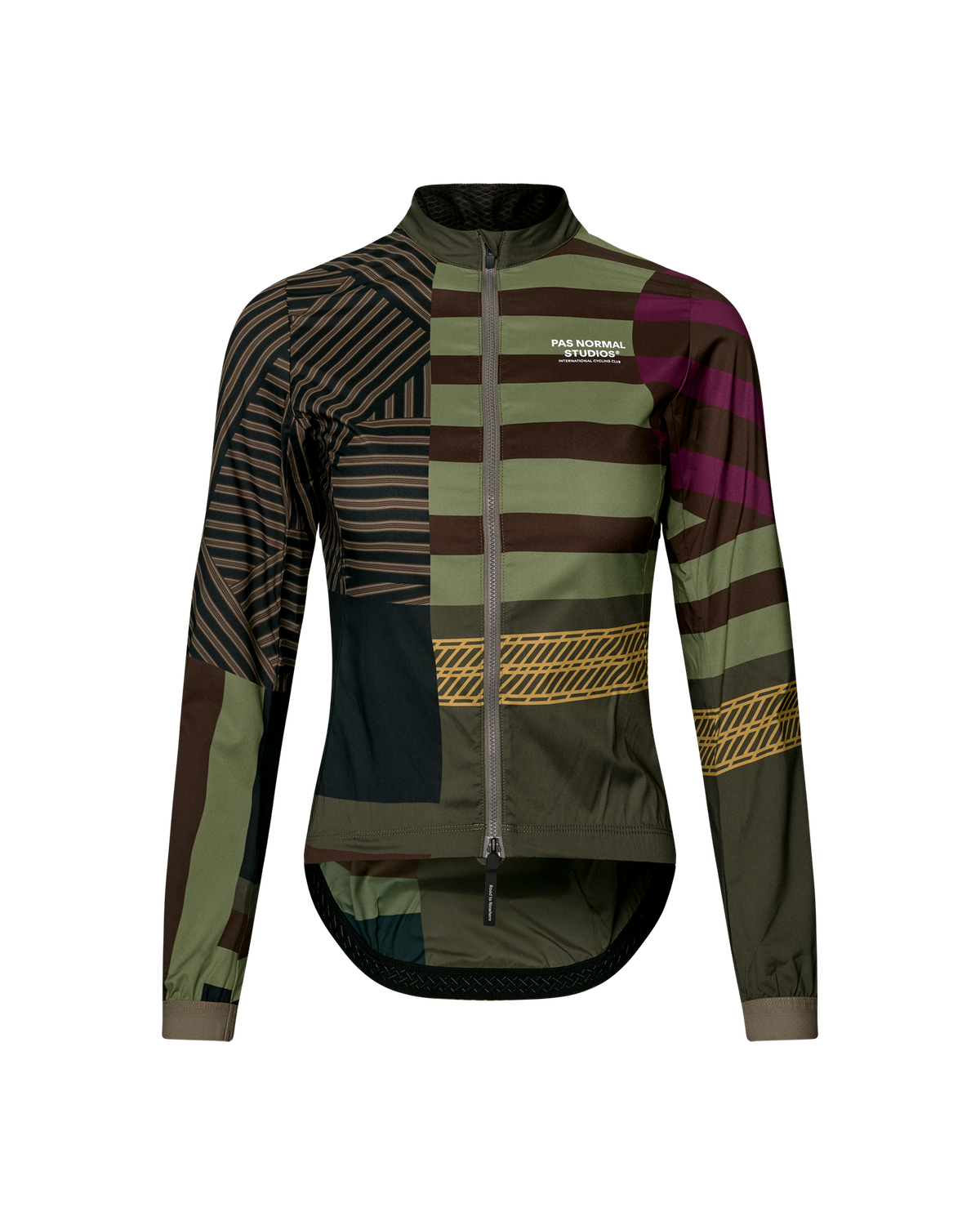 Chaqueta Mujer Pas Normal Studios Mechanism Stow Away, vista frontal, color AOP International Green #Color_AOP International Green