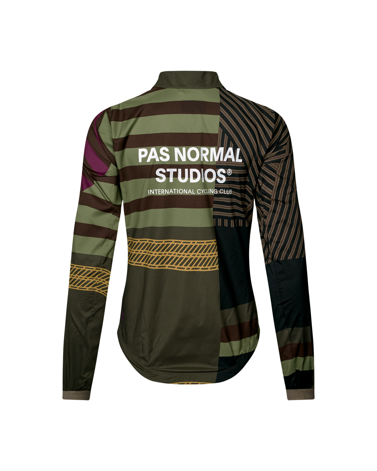 Chaqueta Mujer Pas Normal Studios Mechanism Stow Away, vista trasera, color AOP International Green #Color_AOP International Green