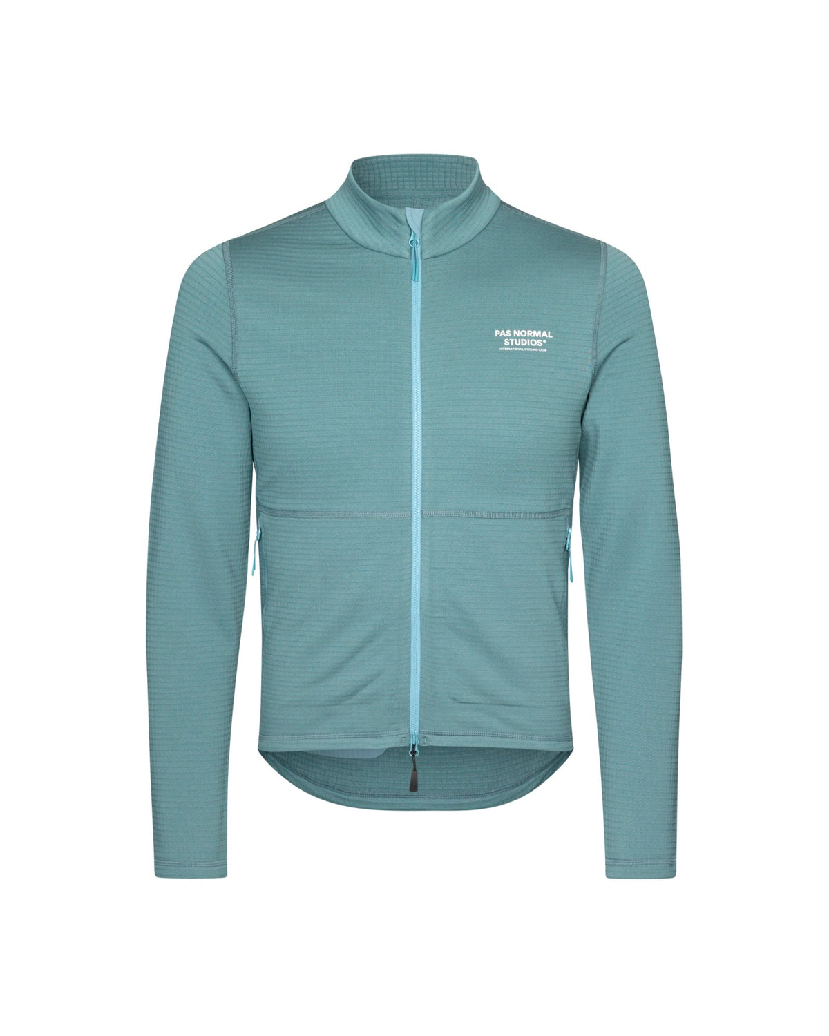 Chaqueta de forro polar Pas Normal Studios Escapism Performance Fleece en Dusty Blue, vista frontal #Color_Dusty Blue