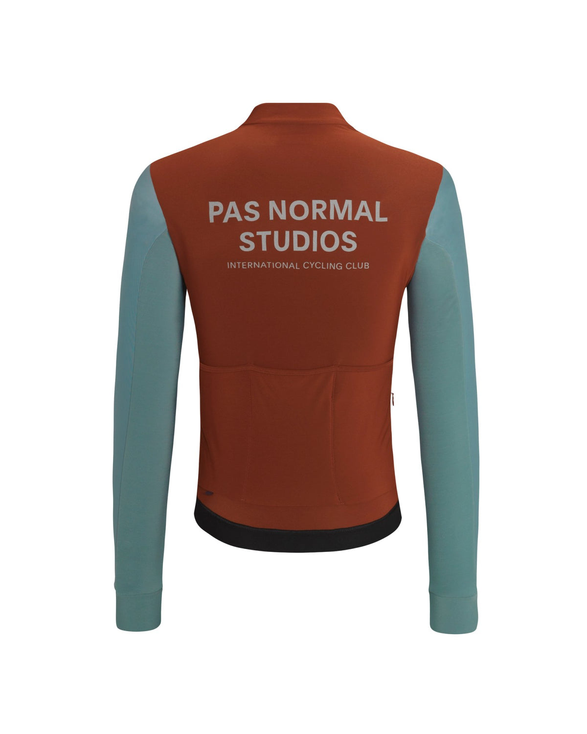 Maillot largo térmico Pas Normal Studios Mechanism Thermal en Mahogany / Dusty Teal, vista trasera #Color_Mahogany / Dusty Teal
