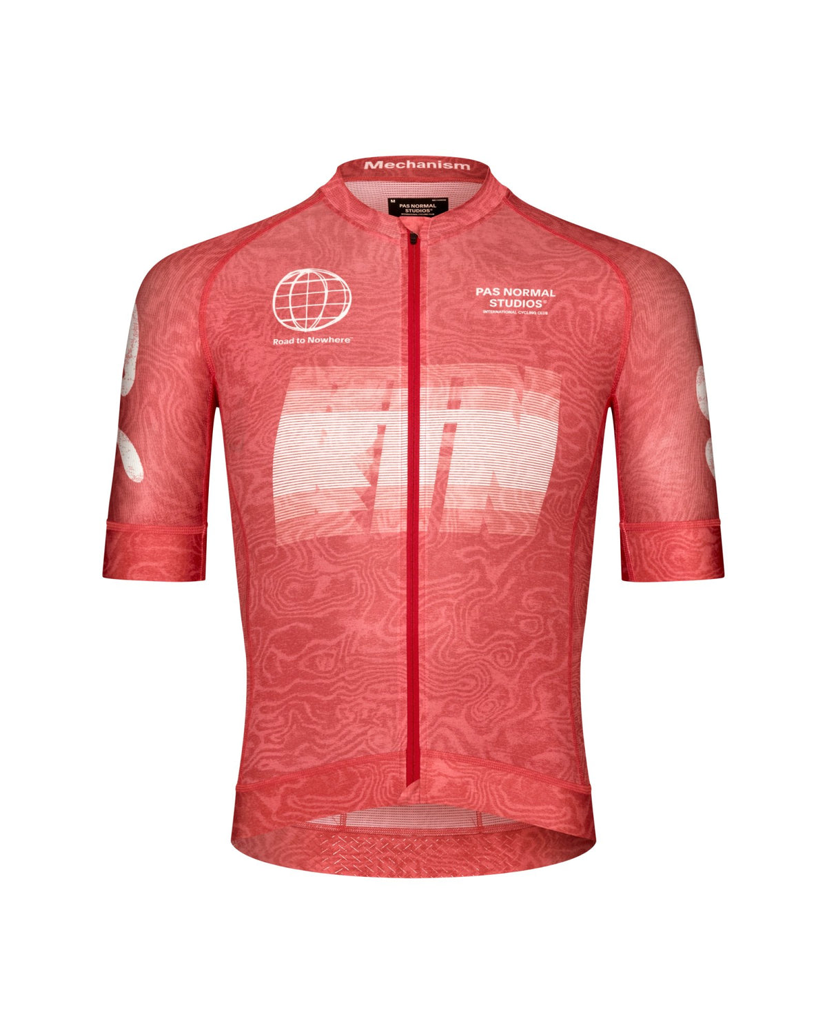 Maillot Corto Pas Normal Studios Mechanism Logo en AOP RTN Classic red, producto plano sobre fondo #Color_AOP RTN Classic red