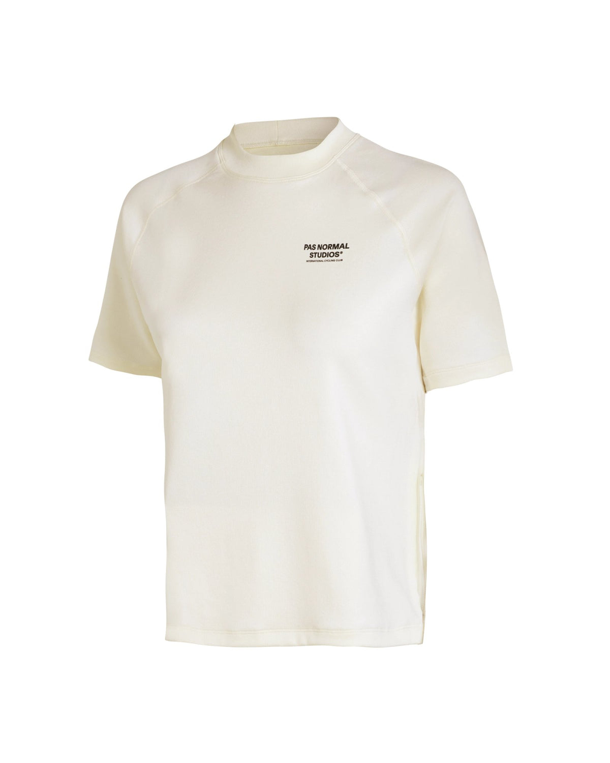 Camiseta técnica corta de mujer Pas Normal Studios Escapism en Off White, vista frontal en percha #Color_Off White