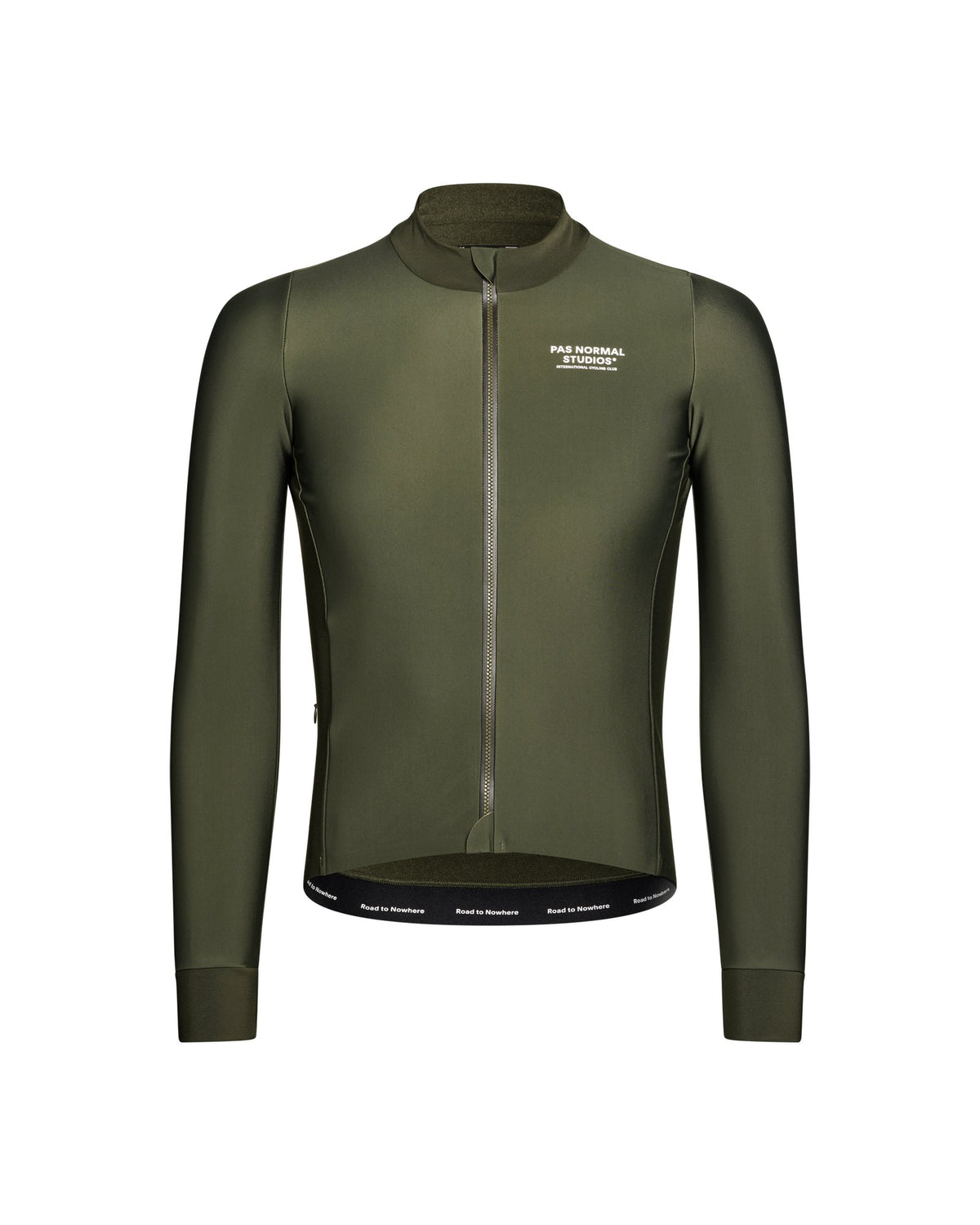 Maillot largo térmico Pas Normal Studios Mechanism Thermal en Dark Olive, vista frontal #Color_Dark Olive