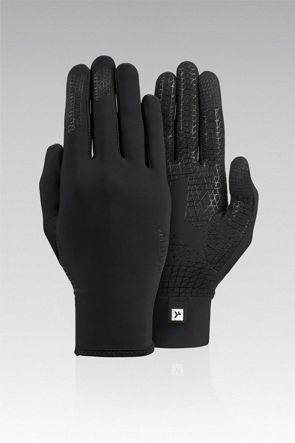 Guantes Gobik Finder 2.0 en True Black, bodegón del par de guantes largos vistos de dorso #Color_True Black