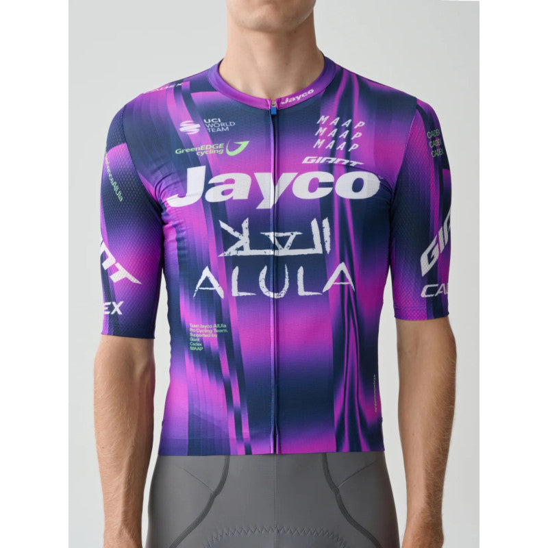 Maillot Corto Maap Jayco Alula GreenEDGE Pro Air Jersey en Aurora/Midnight, modelo, vista frontal #Color_Aurora/Midnight
