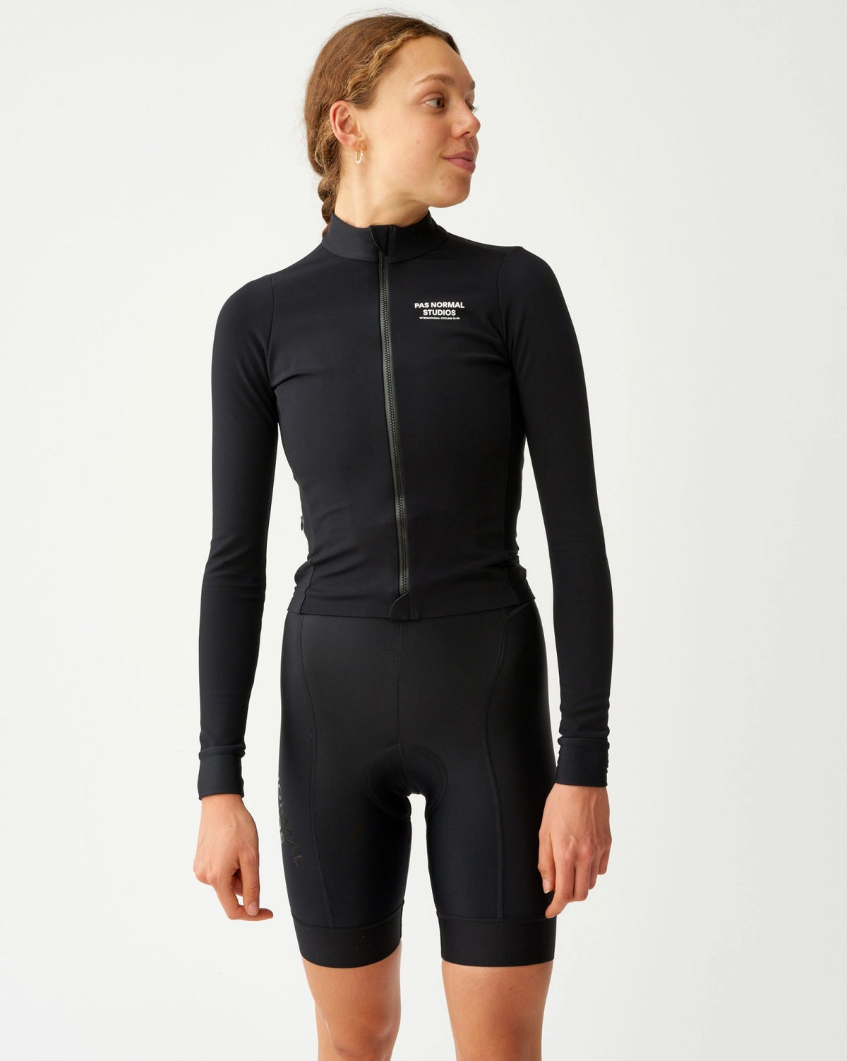 Maillot Largo Mujer Pas Normal Studios Mechanism en Black, sobre ciclista #Color_Black