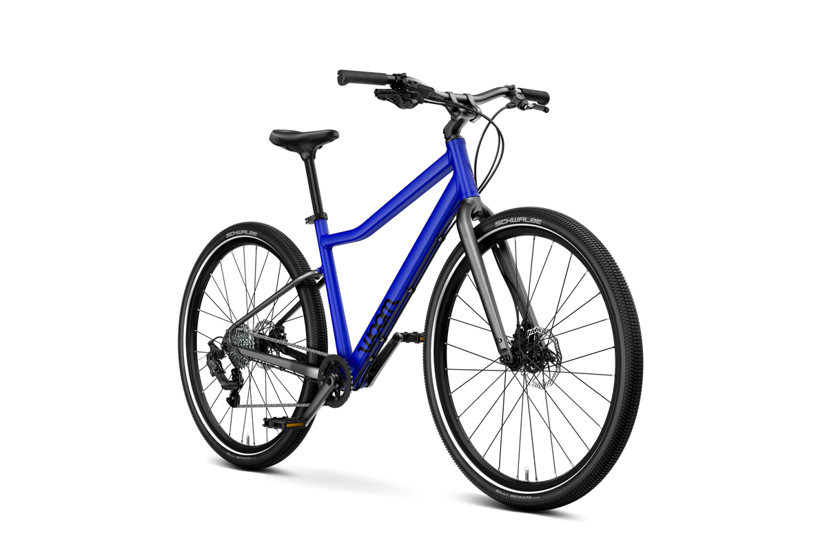 Bicicleta infantil woom EXPLORE 6 en Azul magnético, perspectiva #Color_Azul magnético