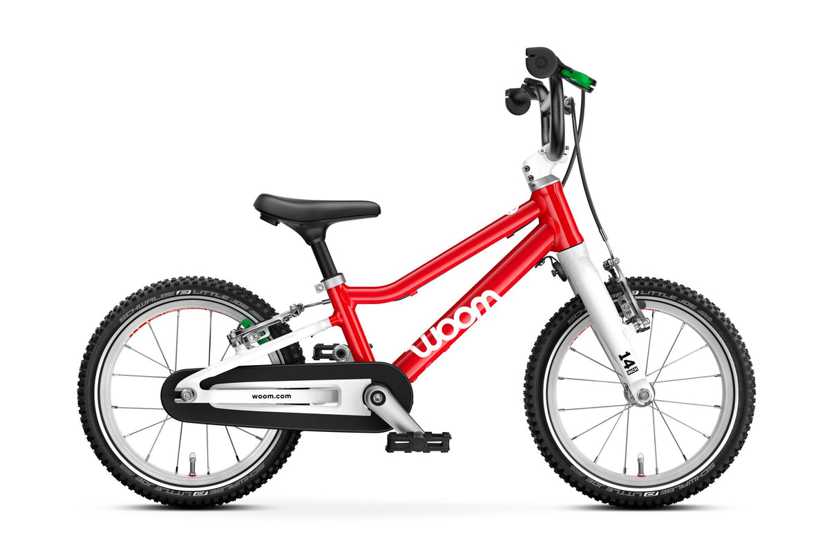 Bicicleta infantil WOOM GO 2 en Rojo, lateral #Color_Rojo