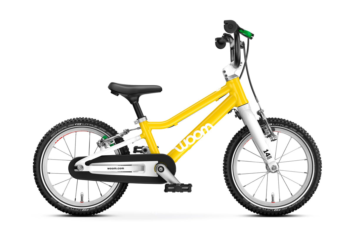 Bicicleta infantil WOOM GO 2 en Amarillo, lateral #Color_Amarillo