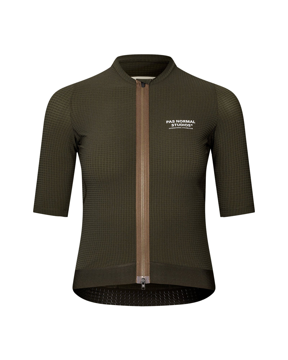 Maillot corto de mujer Pas Normal Studios Escapism en Dark Olive, vista frontal #Color_Dark Olive