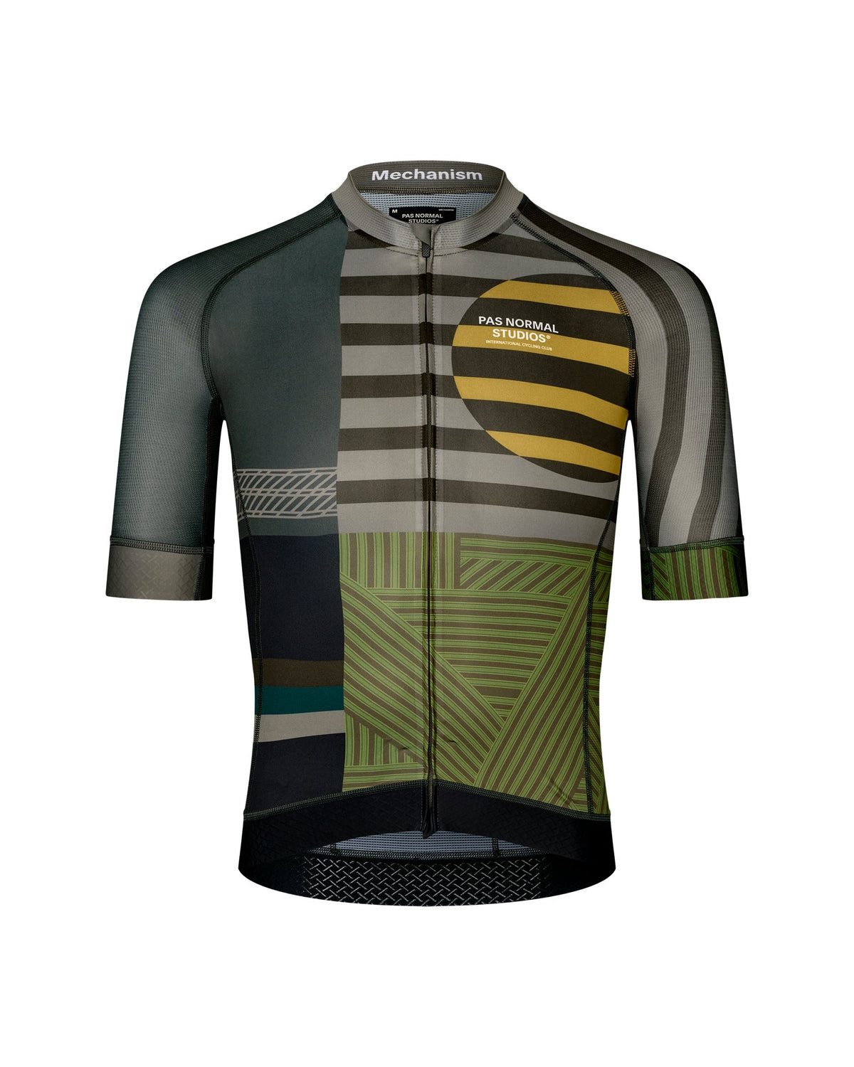 Maillot Corto Pas Normal Studios Mechanism en AOP International Earth, producto plano sobre fondo #Color_AOP International Earth