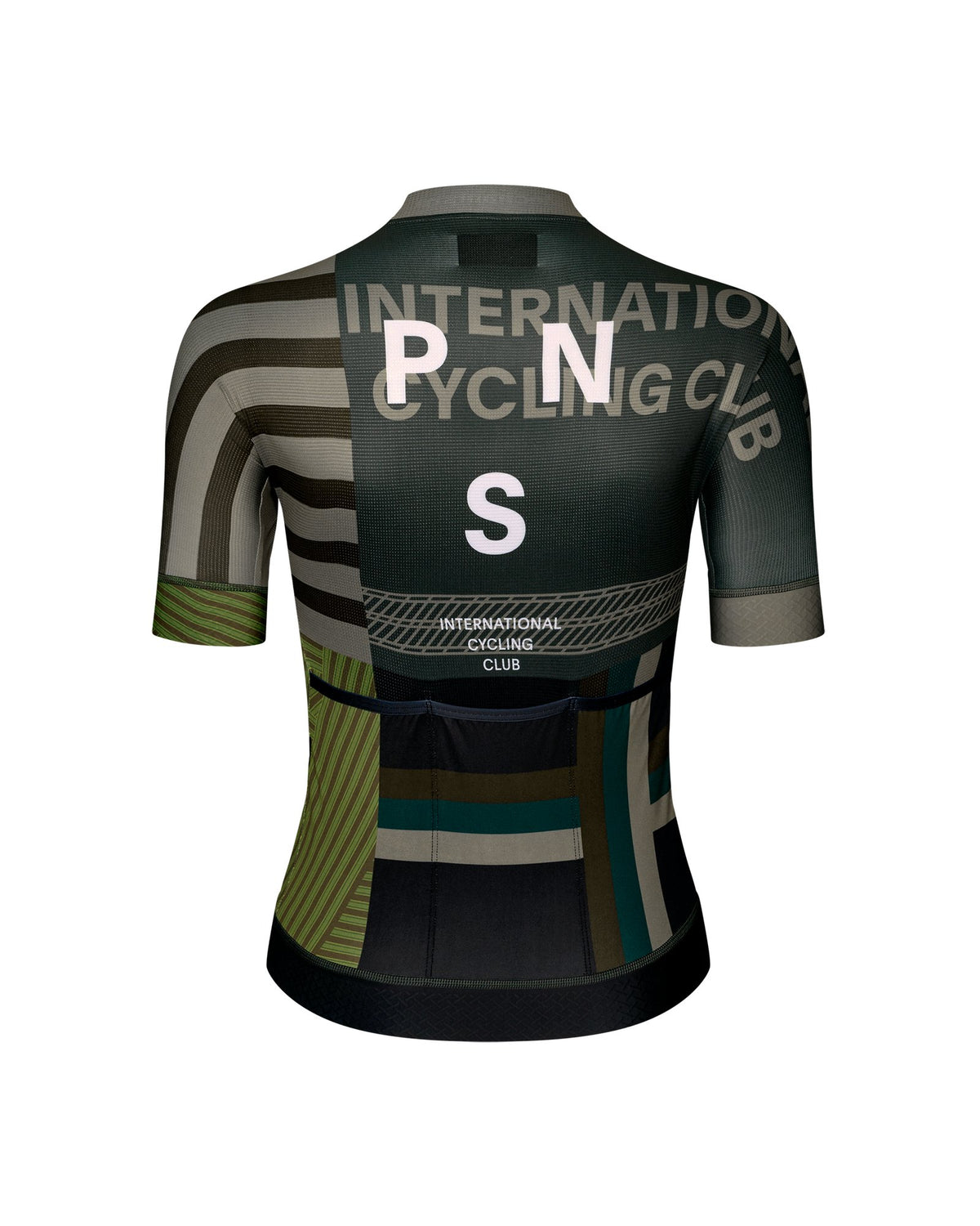 Maillot Corto Mujer Pas Normal Studios Mechanism en AOP International Earth, bodegón trasero #Color_AOP International Earth