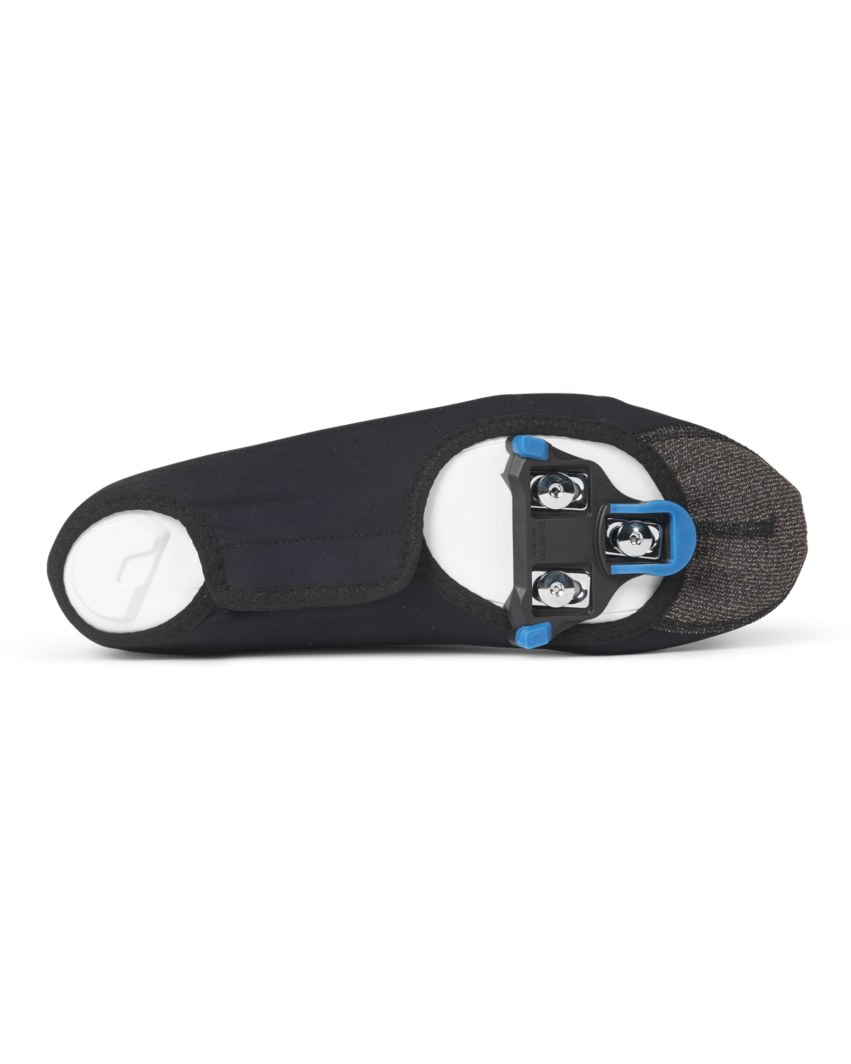 Black Logo Light overshoes, sole view with three-bolt cleat attachment #Color_Black