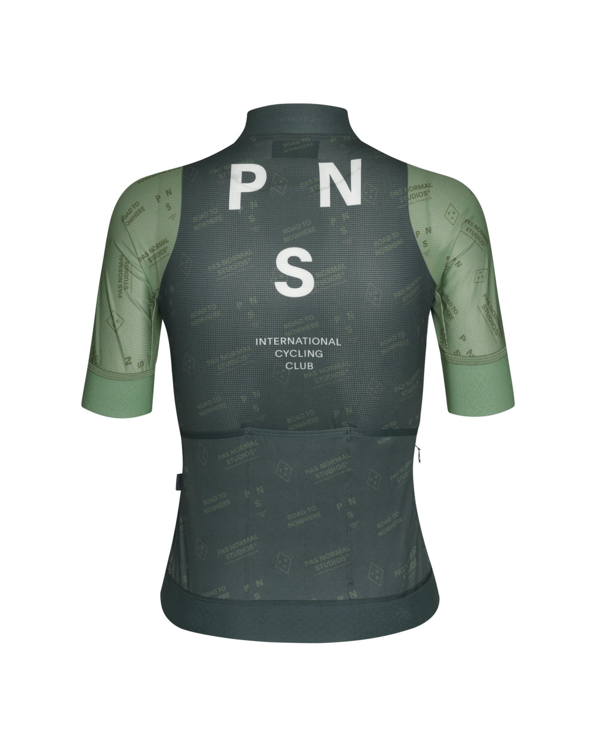 Maillot Corto Mujer Pas Normal Studios Mechanism Late Drop en Dark Moss Contrast, bodegón trasero #Color_Dark Moss Contrast