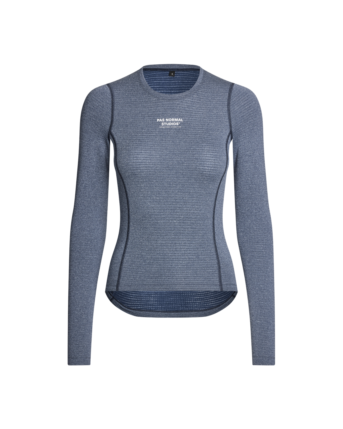 Navy thermal long sleeve base layer, front view with white chest branding #Color_Navy