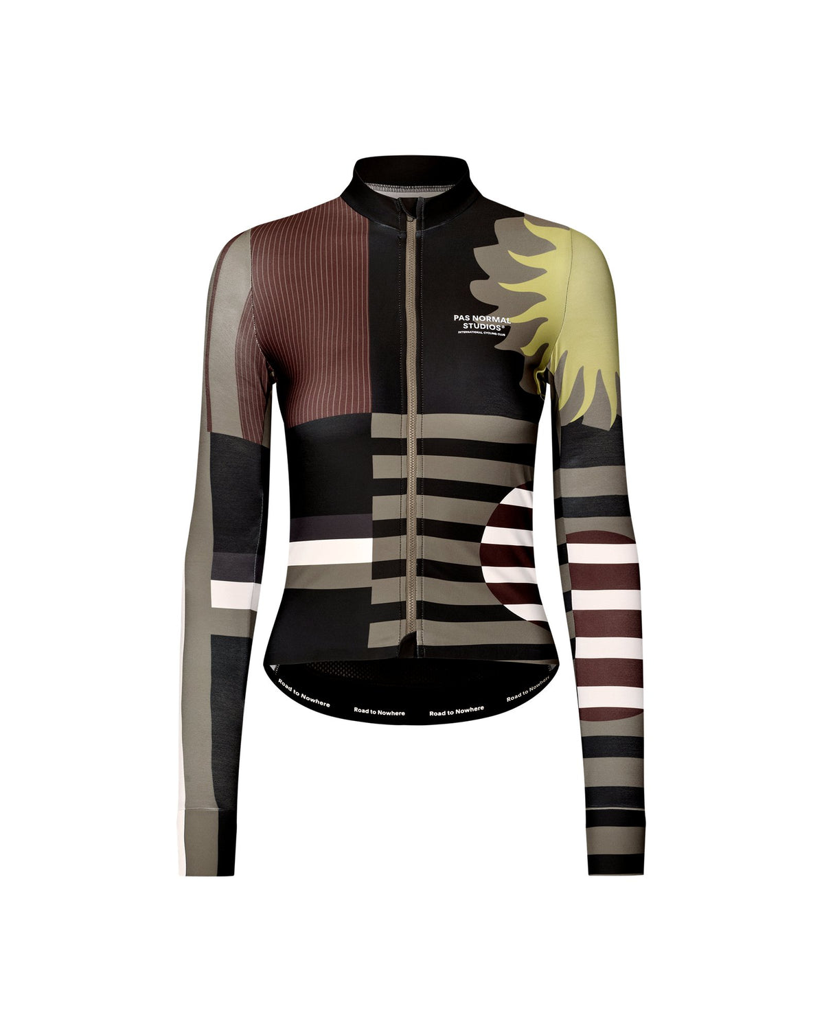 Maillot Largo Mujer Pas Normal Studios Mechanism en AOP International Dark Olive, vista frontal #Color_AOP International Dark Olive