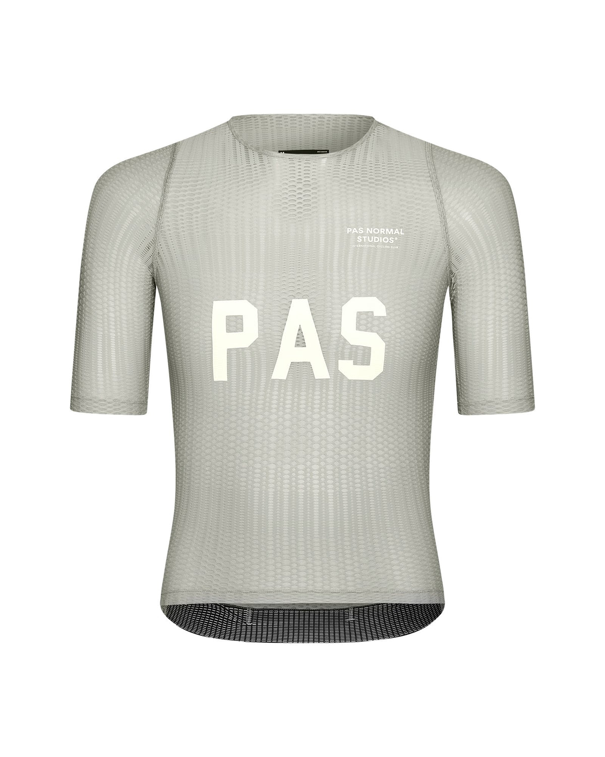 Maillot corto Pas Normal Studios PAS Mechanism Pro Zipless en Light Grey, vista frontal #Color_Light Grey
