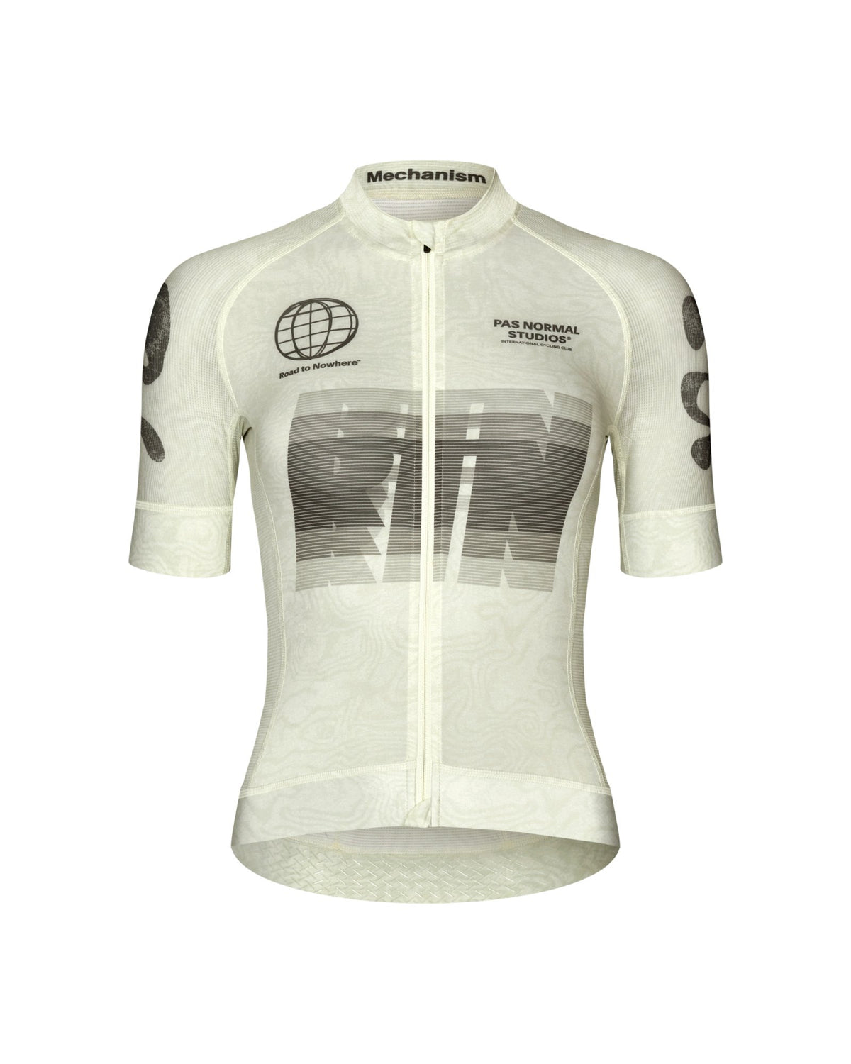 Maillot Corto Mujer Pas Normal Studios Mechanism Logo en AOP RTN Off White, bodegón frontal #Color_AOP RTN Off White