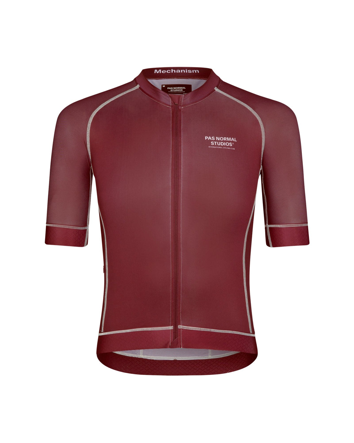 Maillot Corto Pas Normal Studios Mechanism en Burgundy, producto plano sobre fondo #Color_Burgundy