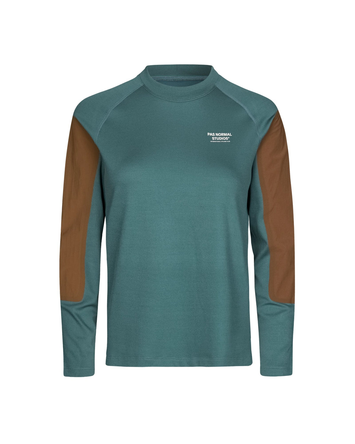 Camiseta técnica larga de mujer Pas Normal Studios Escapism en Dusty Teal, vista frontal #Color_Dusty Teal