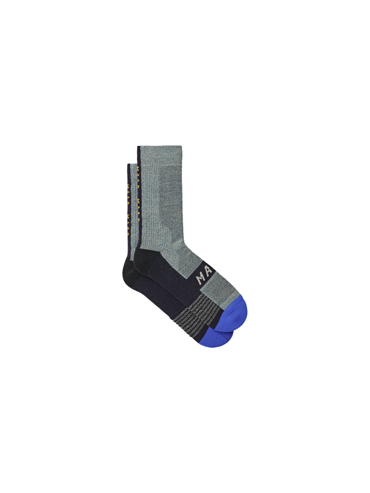 Calcetines MAAP Alt Road Merino Space Dye Sock en Bluestone, producto plano sobre fondo #Color_Bluestone