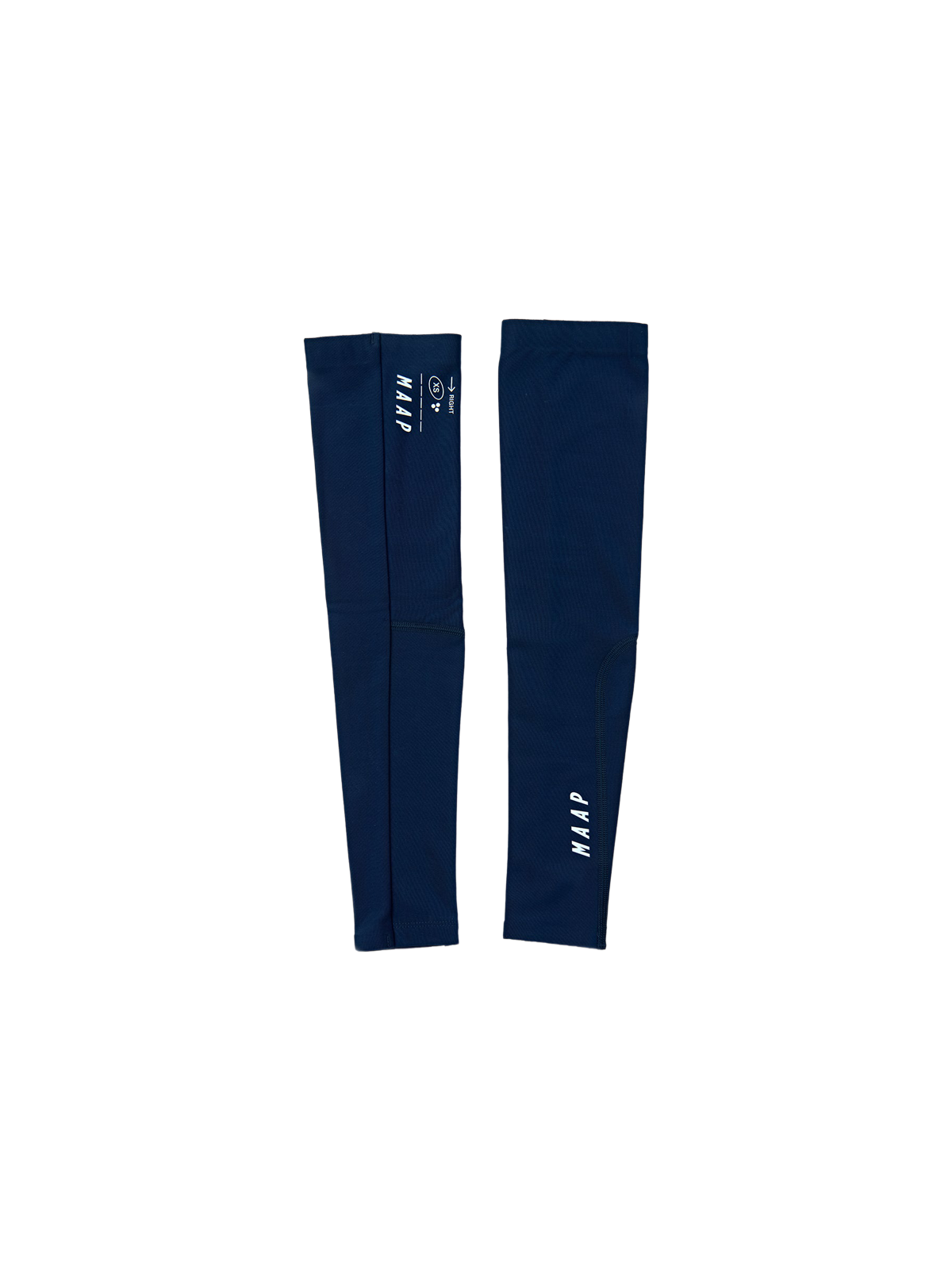 Calentadores de brazo MAAP Base Arm Warmers en Navy, producto plano sobre fondo #Color_Navy