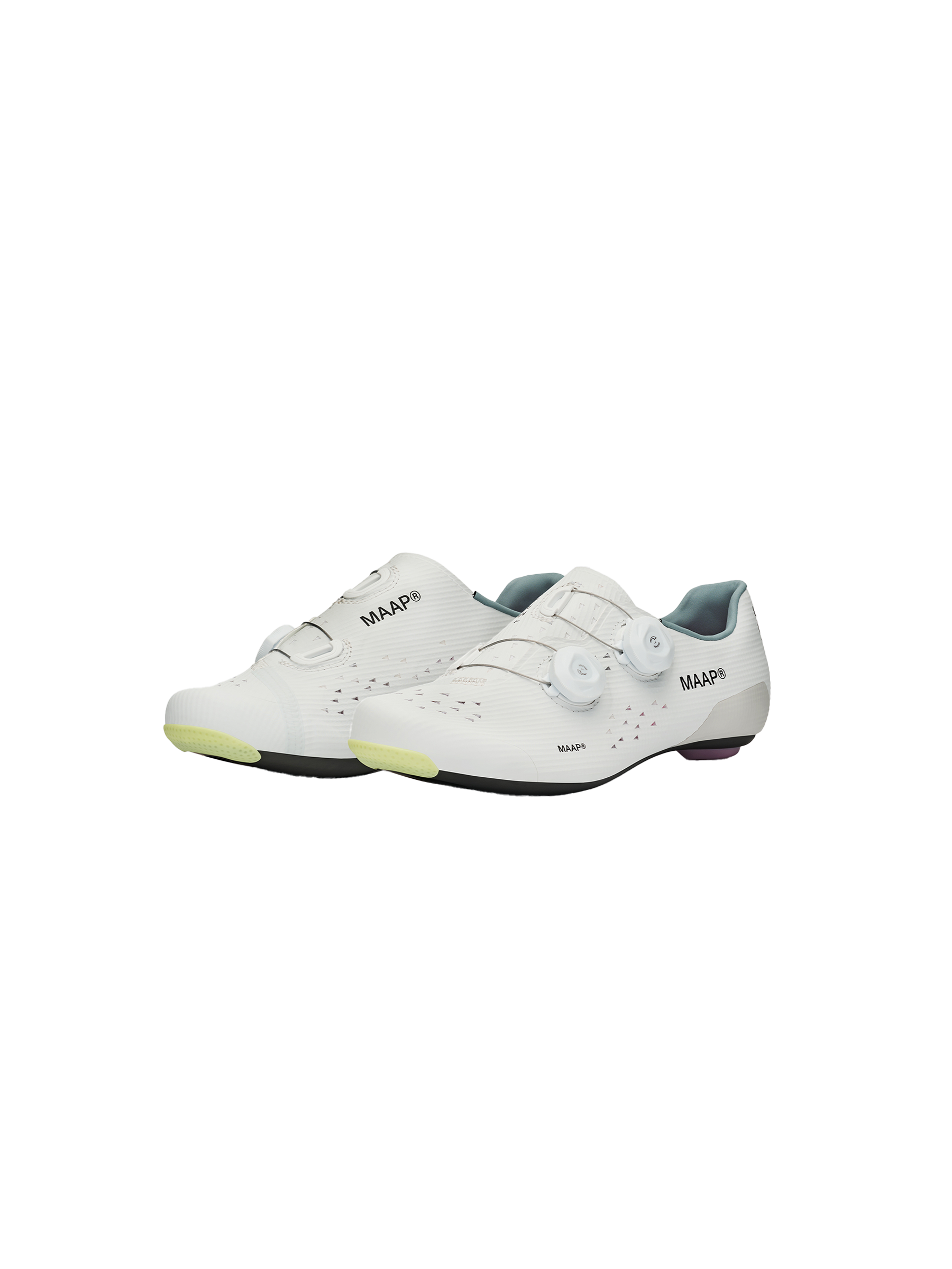 Zapatillas MAAP x QUOC M3 Pro en White, producto sobre fondo liso #Color_White