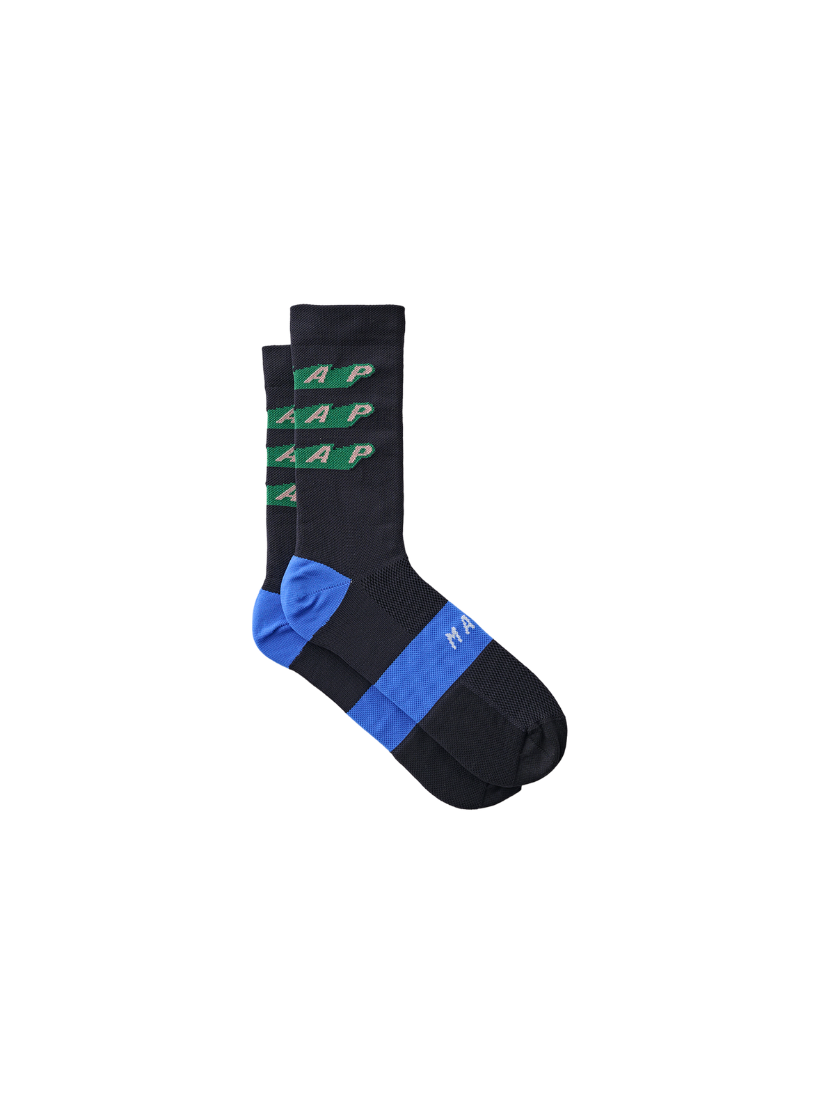 Calcetines MAAP Evade X Sock en Black, producto plano sobre fondo #Color_Black