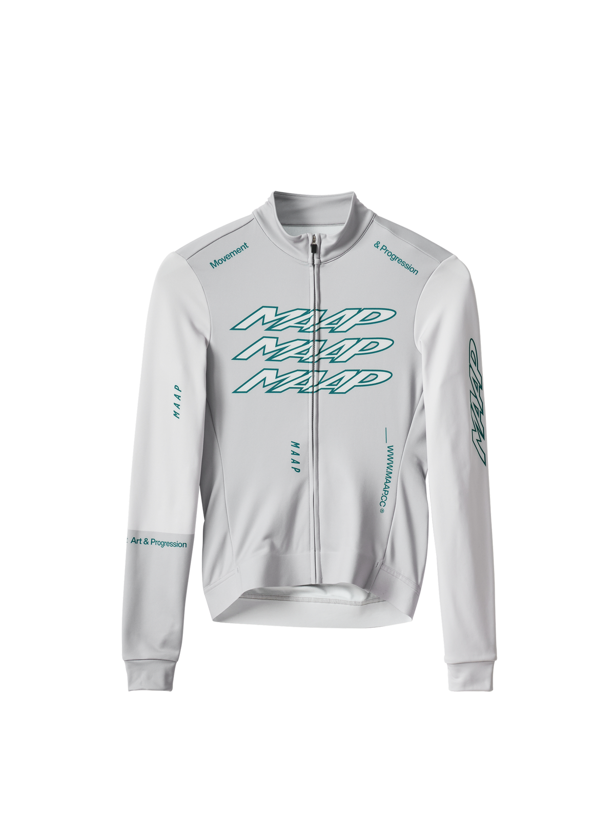 Maillot térmico MAAP Pulse Thermal LS Jersey en Flint, producto plano sobre fondo #Color_Flint
