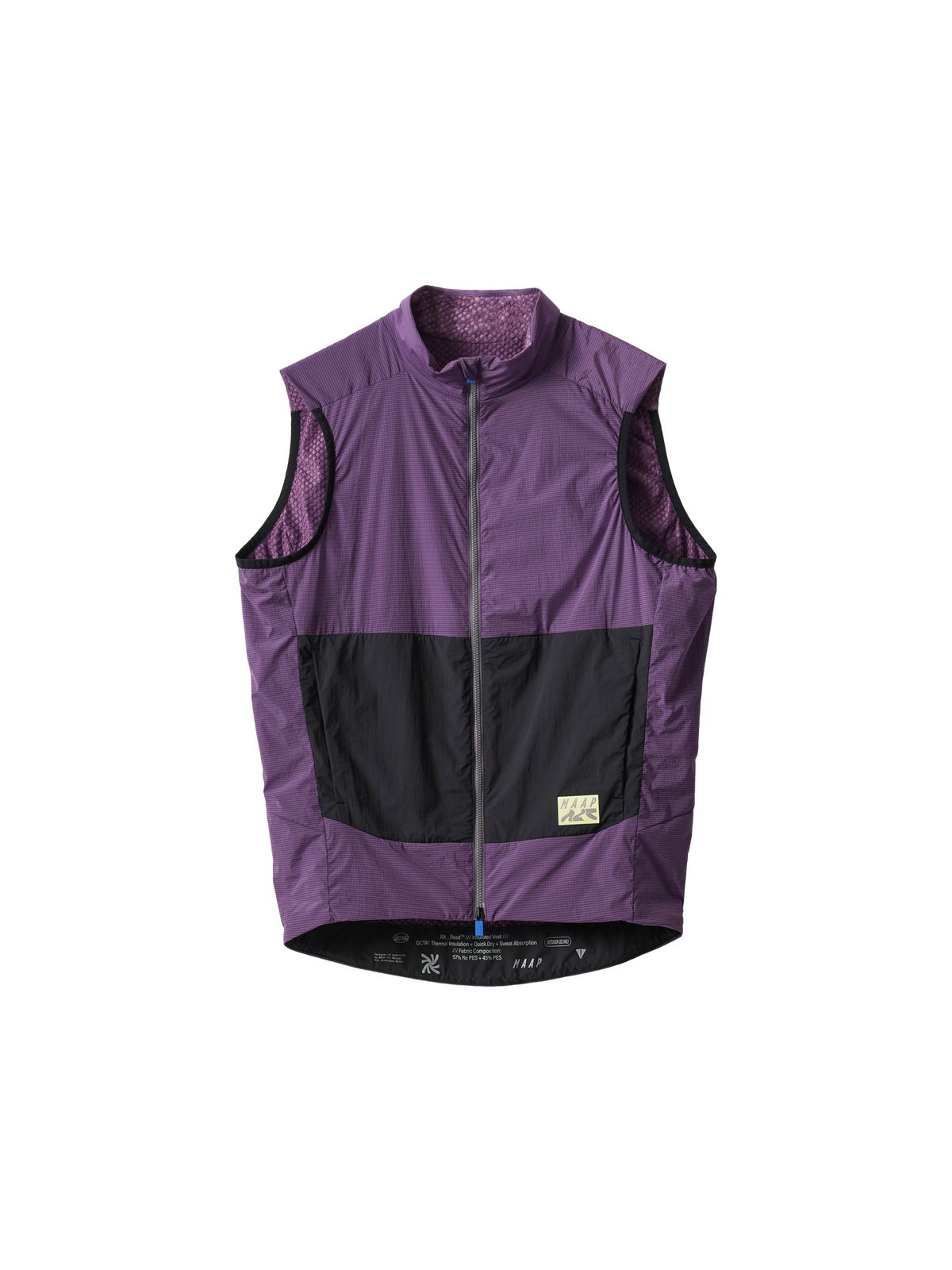 Chaleco de mujer MAAP Alt Road Insulated Vest en Agate, producto plano sobre fondo #Color_Agate